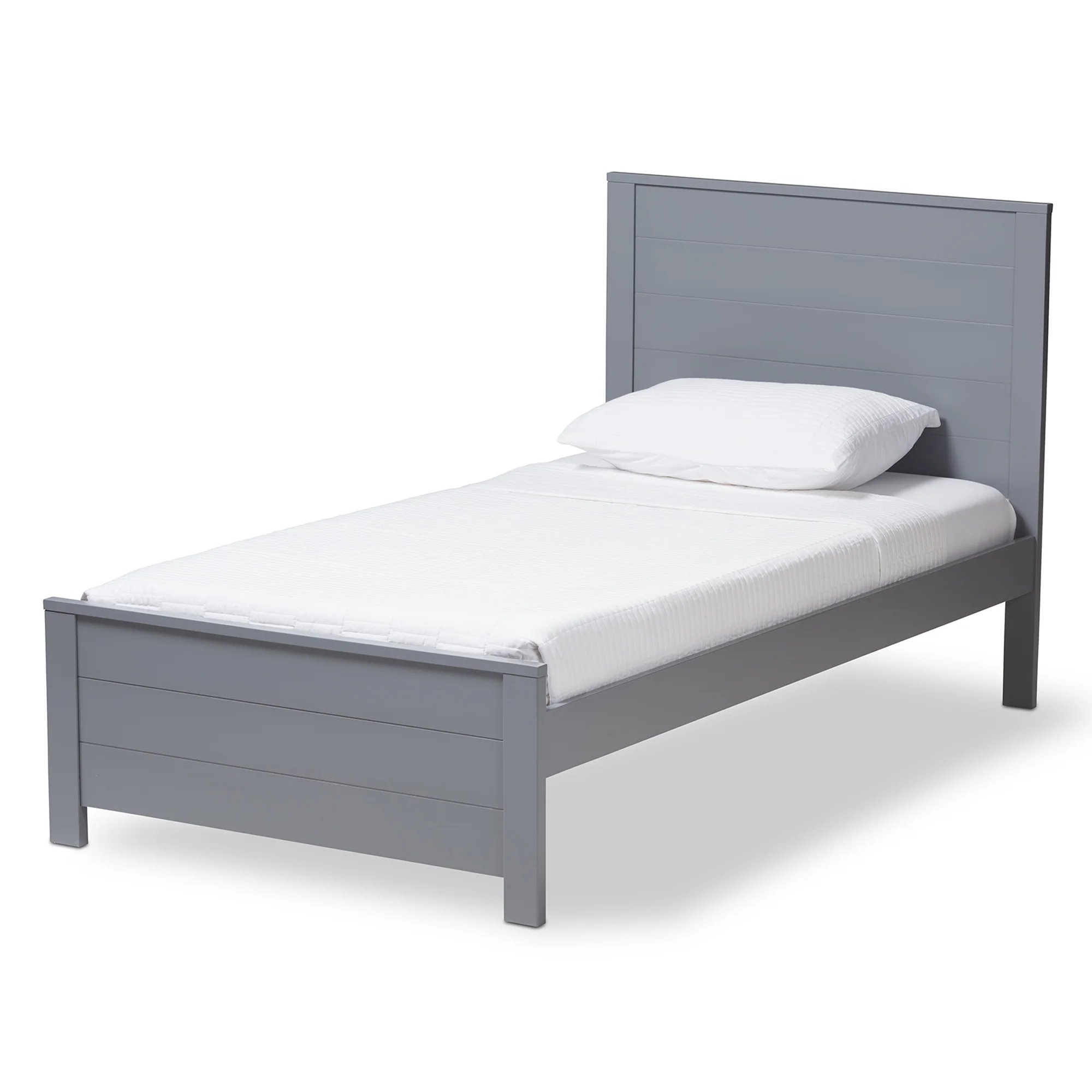 Baxton Studio Catalina Modern Classic Mission Style Grey-Finished Wood Twin Platform Bed - Image 2