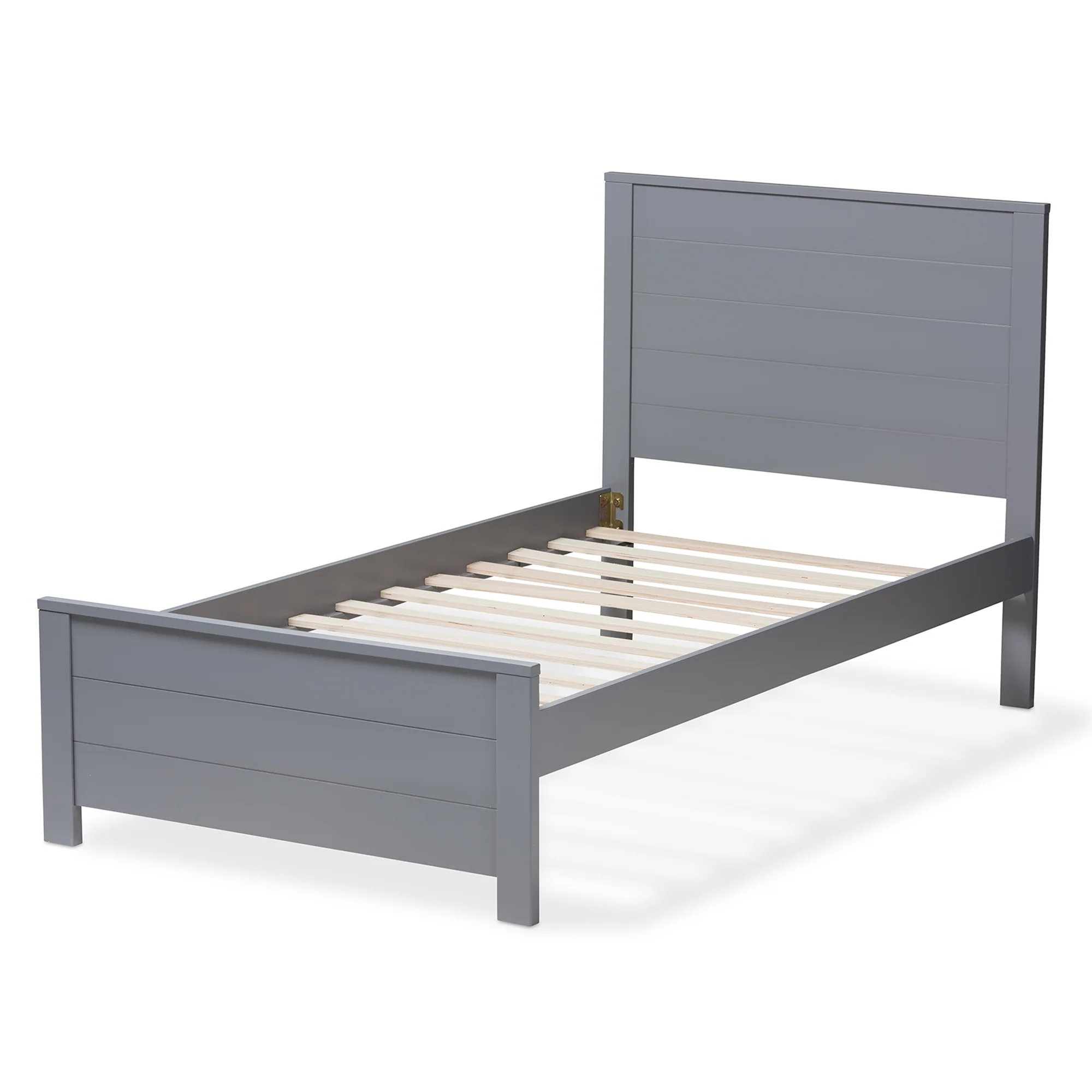 Baxton Studio Catalina Modern Classic Mission Style Grey-Finished Wood Twin Platform Bed - Image 4