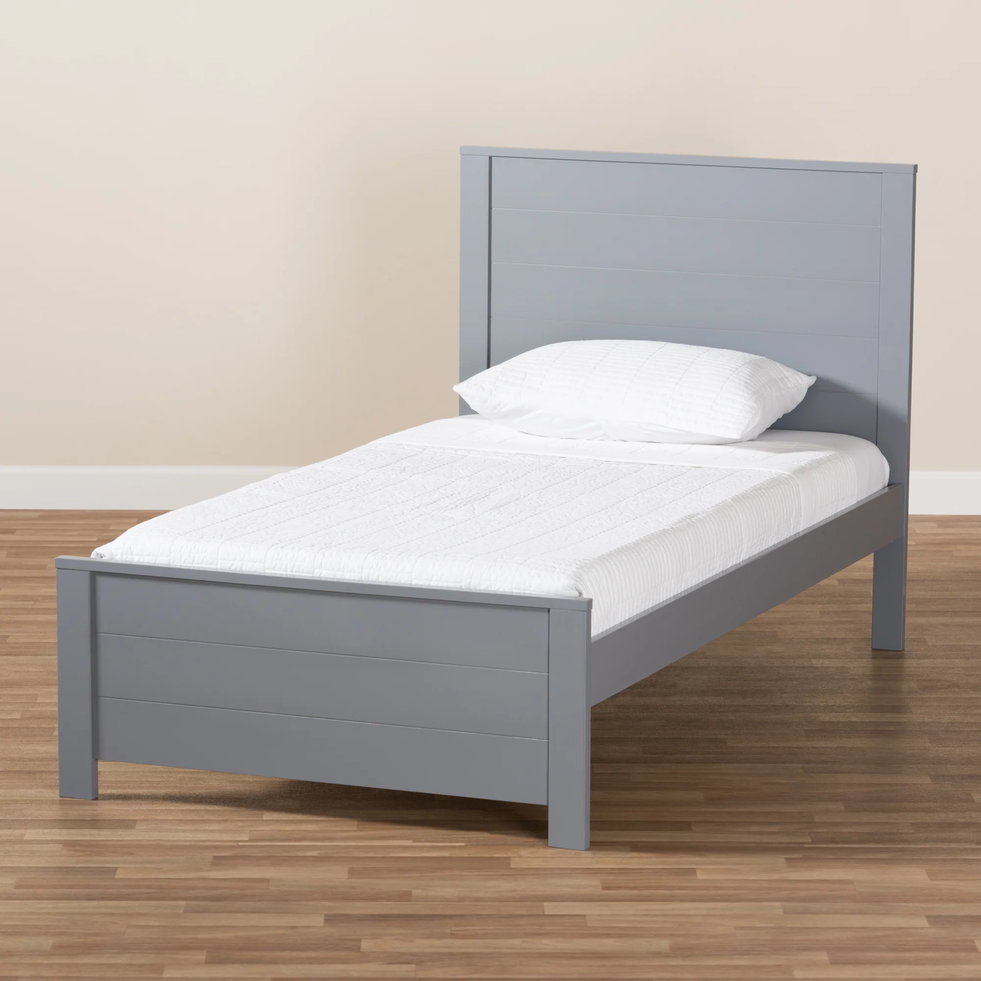 Baxton Studio Catalina Modern Classic Mission Style Grey-Finished Wood Twin Platform Bed - Image 7