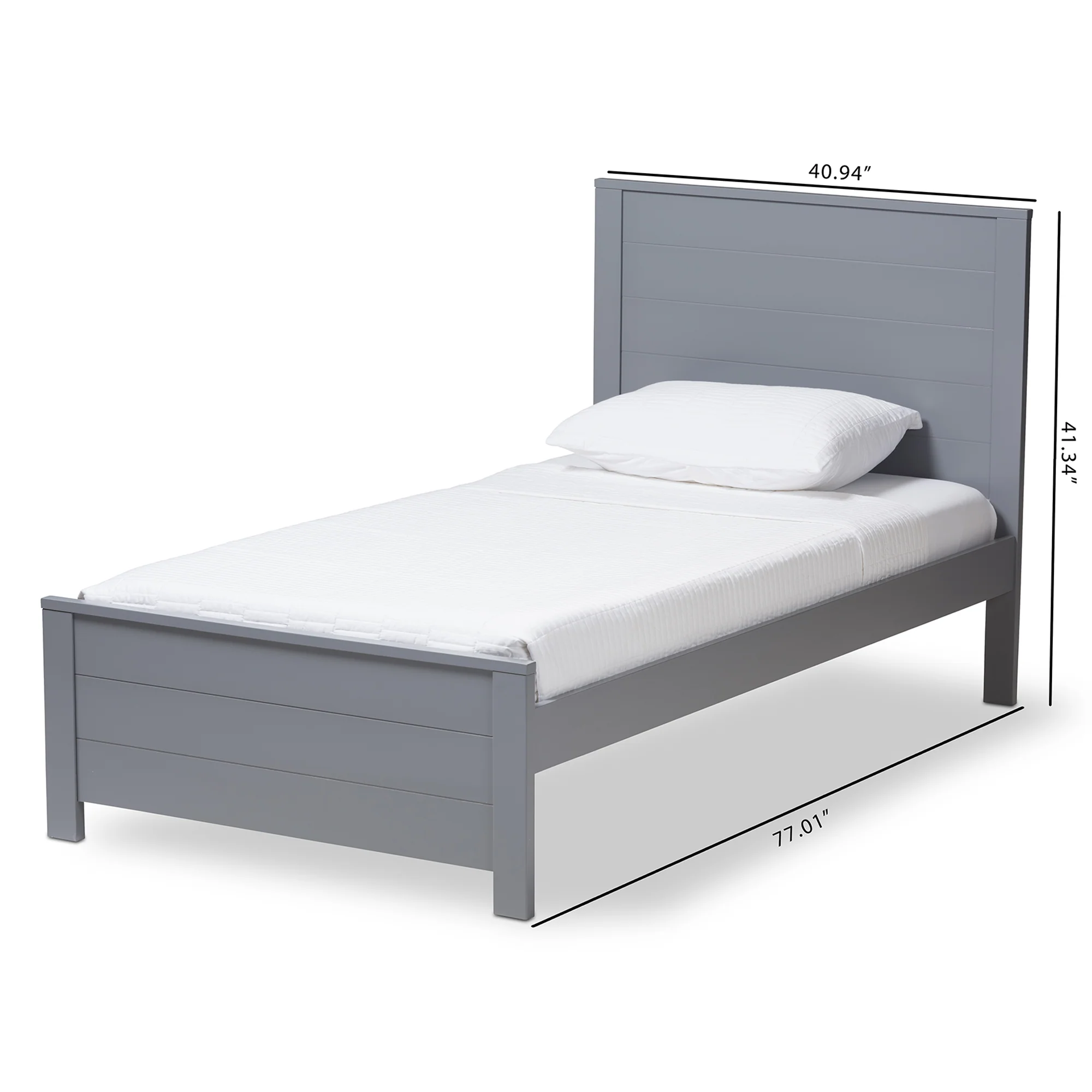 Baxton Studio Catalina Modern Classic Mission Style Grey-Finished Wood Twin Platform Bed - Image 8