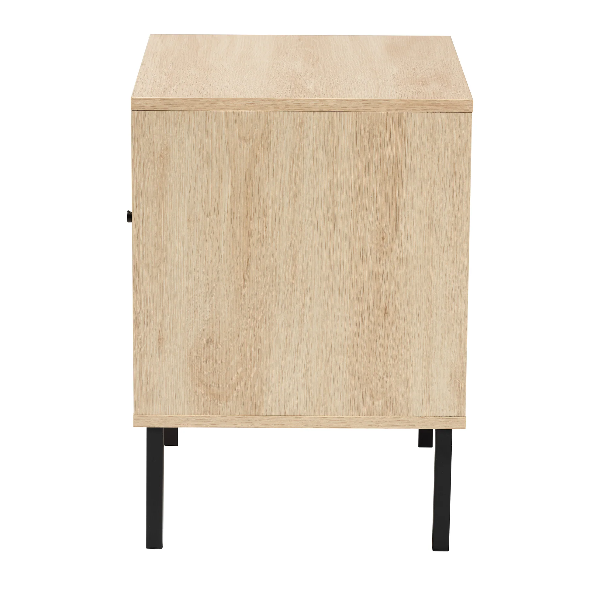 Baxton Studio Caterina Mid-Century Modern Transitional Natural Brown Finished Wood and Natural Rattan 1-Door End Table - Image 7