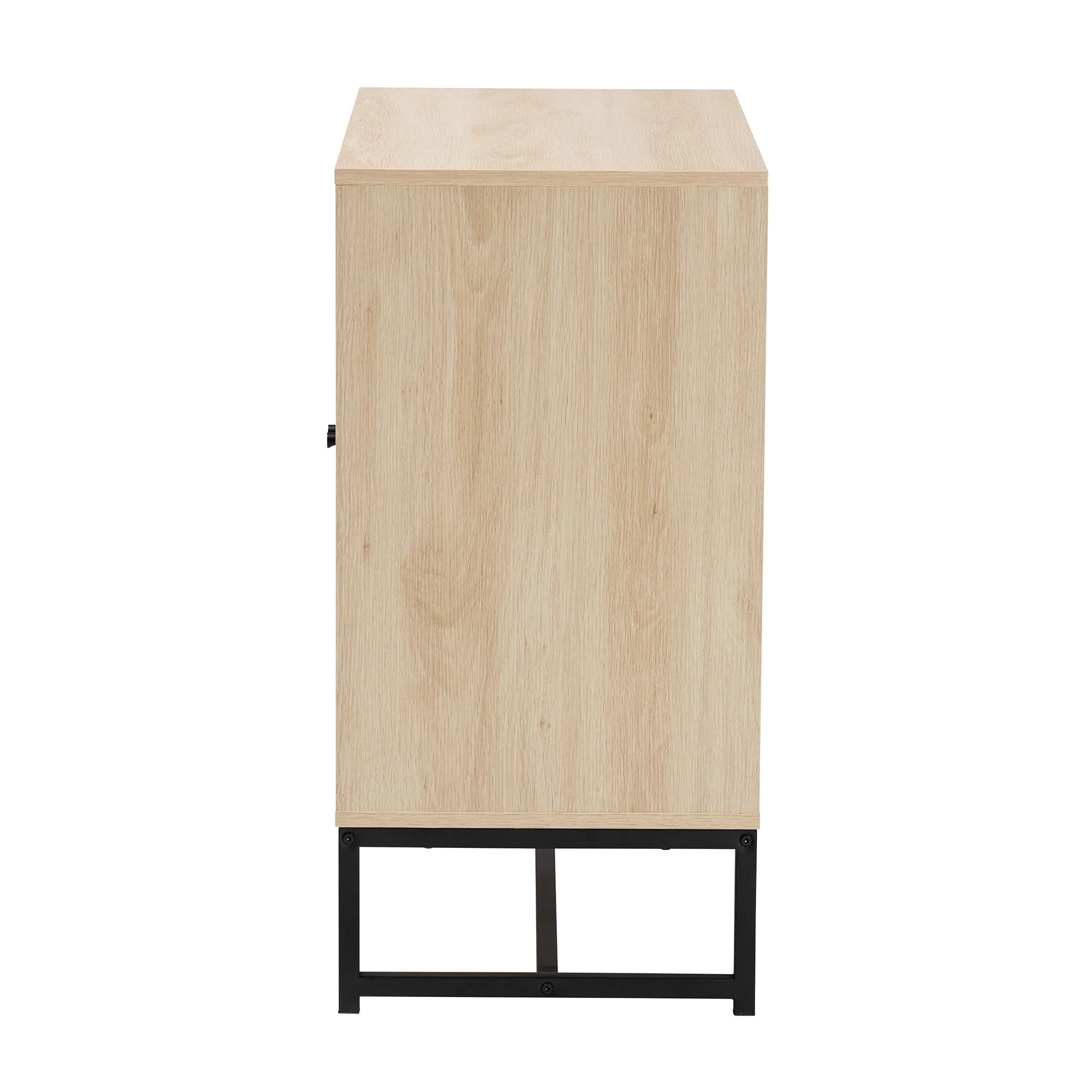 Baxton Studio Caterina Mid-Century Modern Transitional Natural Brown Finished Wood and Natural Rattan 2-Door Storage Cabinet - Image 5