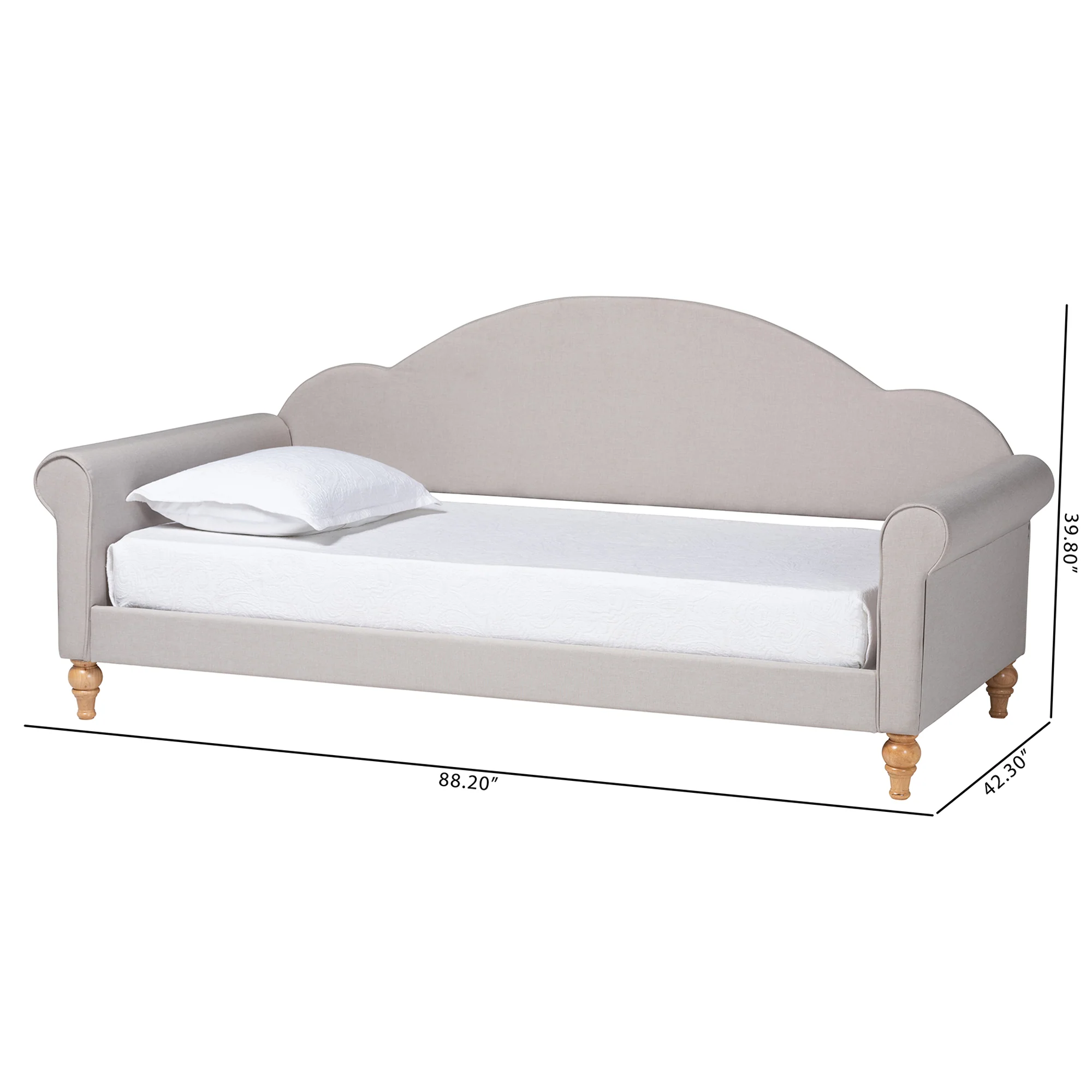 Baxton Studio Chaise Classic and Traditional Light Grey Fabric and Natural Brown Finished Wood Twin Size Daybed - Image 10