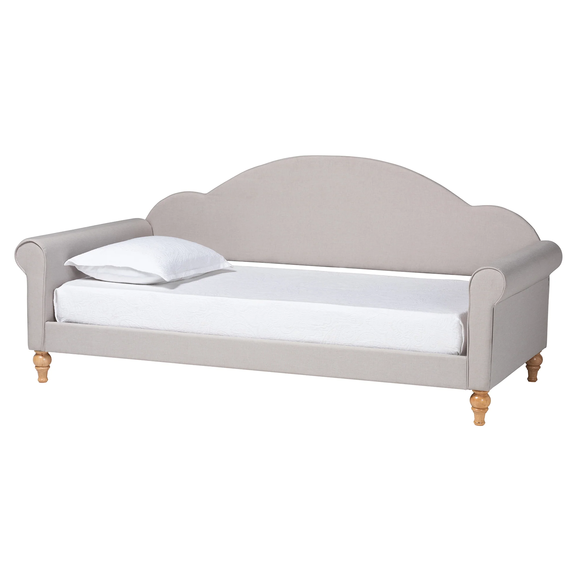 Baxton Studio Chaise Classic and Traditional Light Grey Fabric and Natural Brown Finished Wood Twin Size Daybed - Image 2