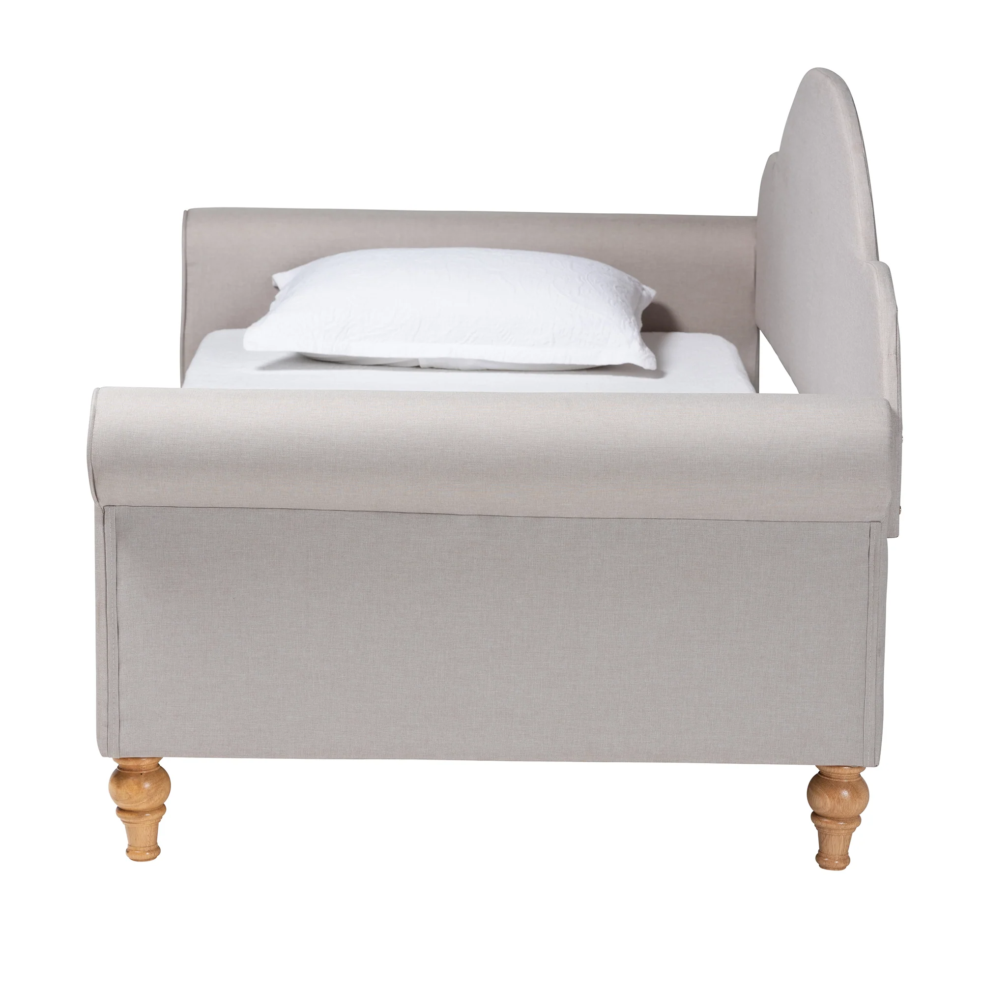 Baxton Studio Chaise Classic and Traditional Light Grey Fabric and Natural Brown Finished Wood Twin Size Daybed - Image 3