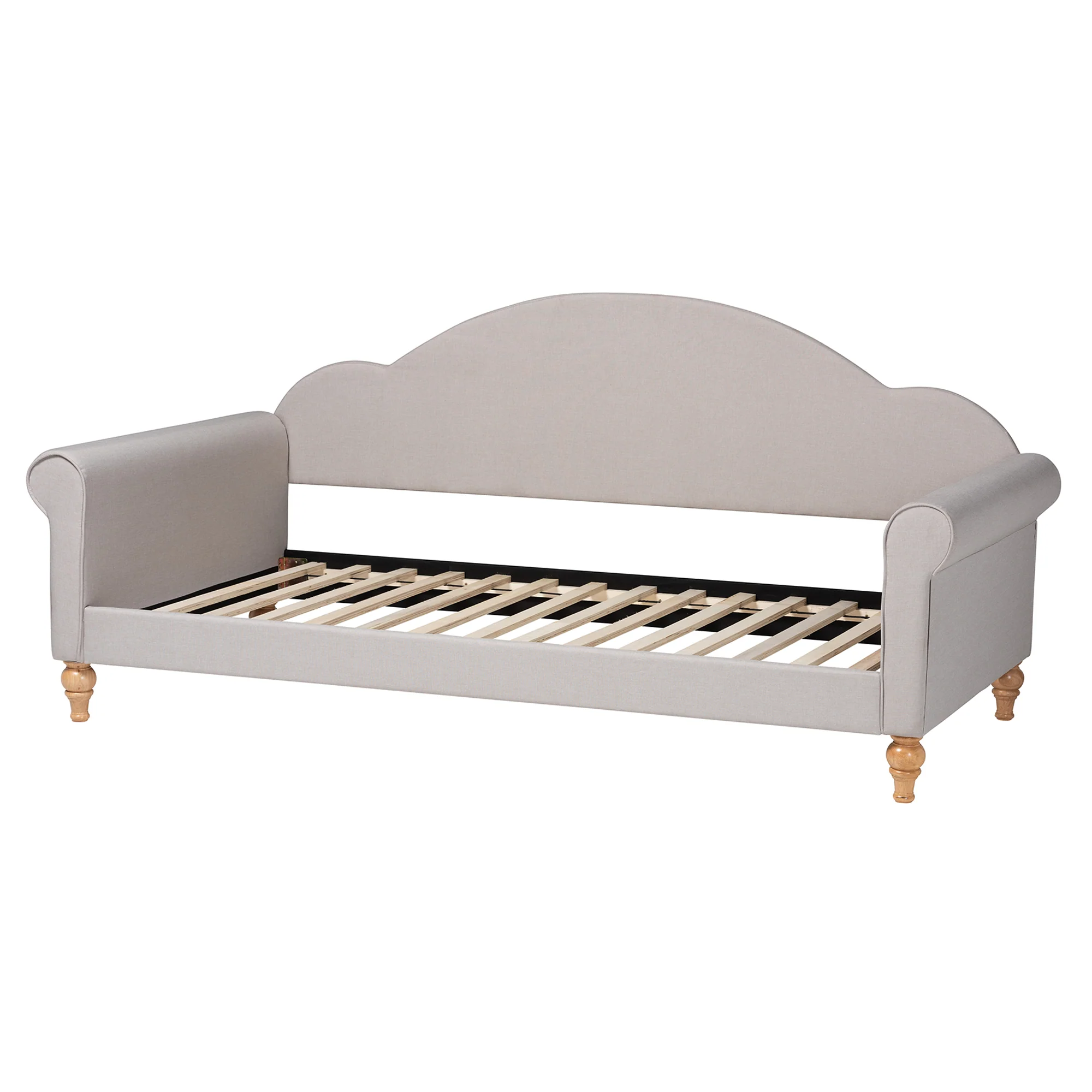 Baxton Studio Chaise Classic and Traditional Light Grey Fabric and Natural Brown Finished Wood Twin Size Daybed - Image 4