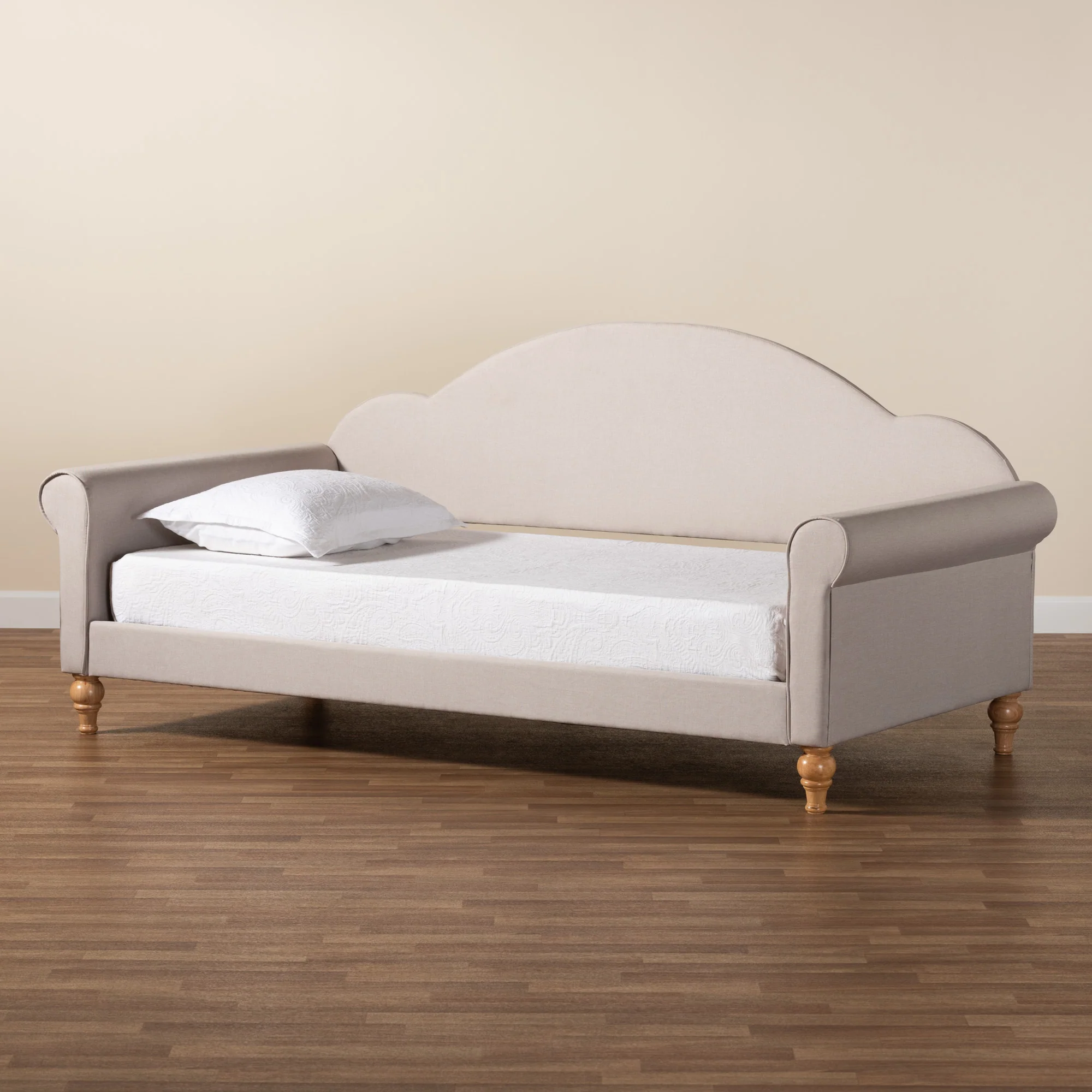 Baxton Studio Chaise Classic and Traditional Light Grey Fabric and Natural Brown Finished Wood Twin Size Daybed - Image 9