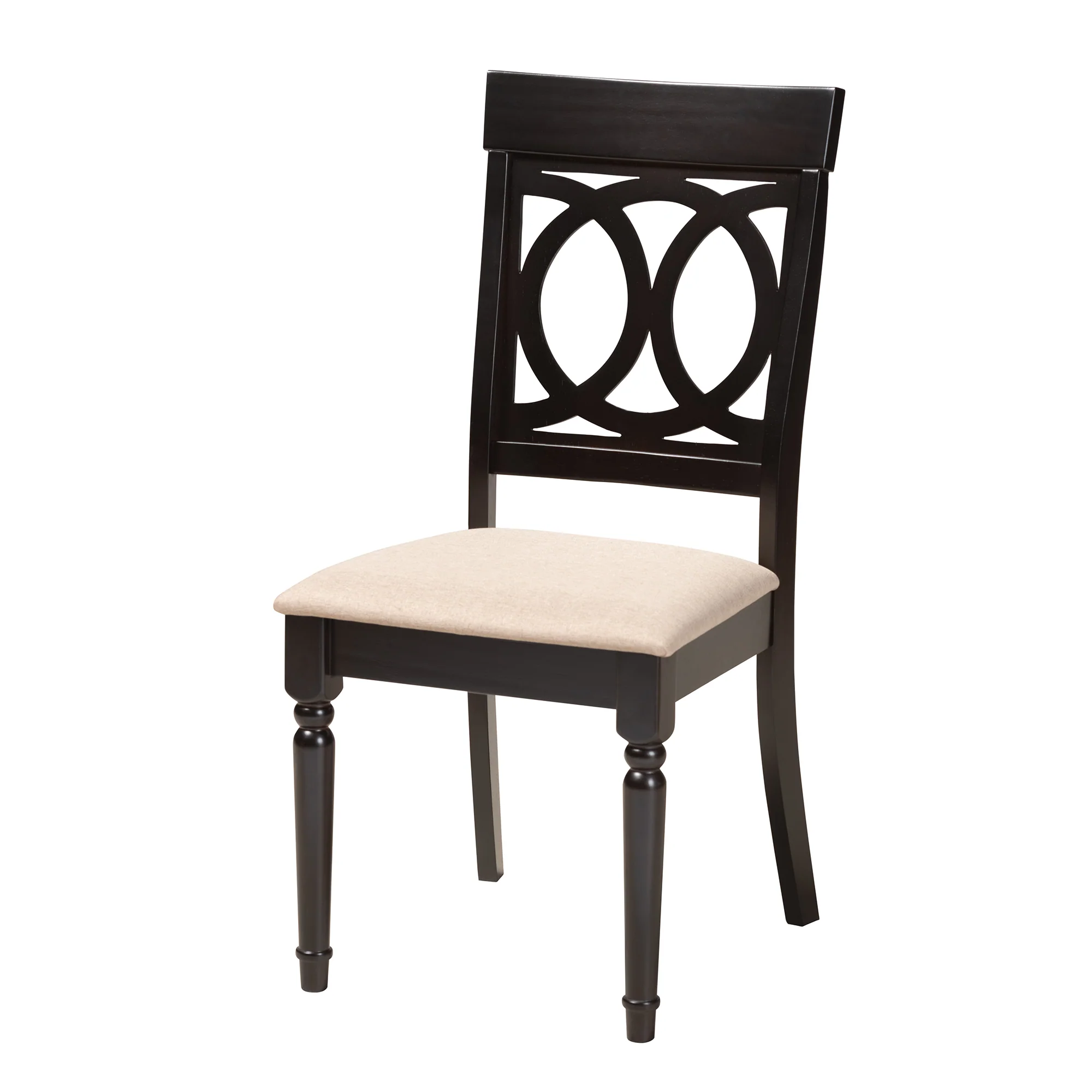 Baxton Studio Charlottle Modern Beige Fabric and Dark Brown Finished Wood 5-Piece Dining Set - Image 5