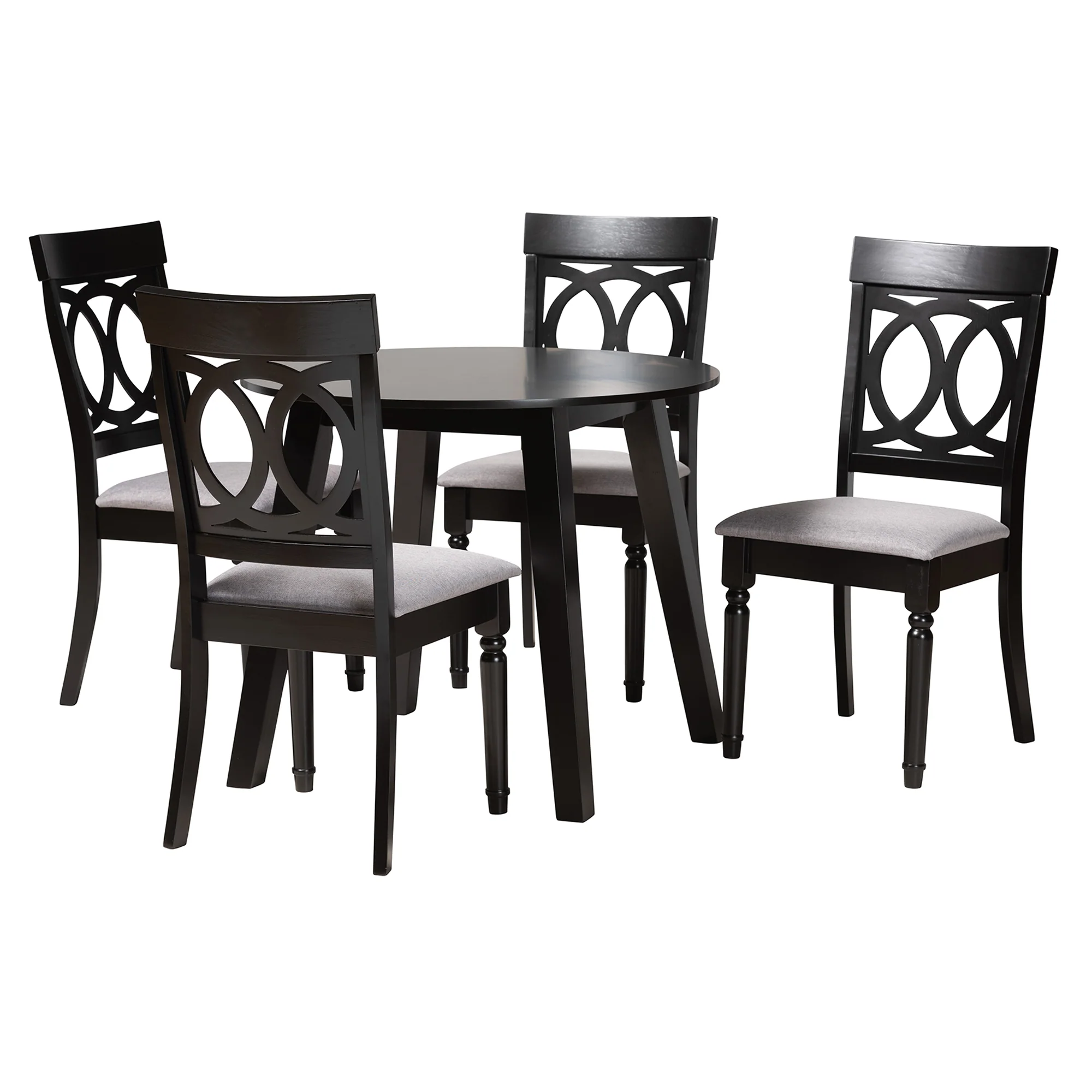 Baxton Studio Charlottle Modern Grey Fabric and Dark Brown Finished Wood 5-Piece Dining Set - Image 4