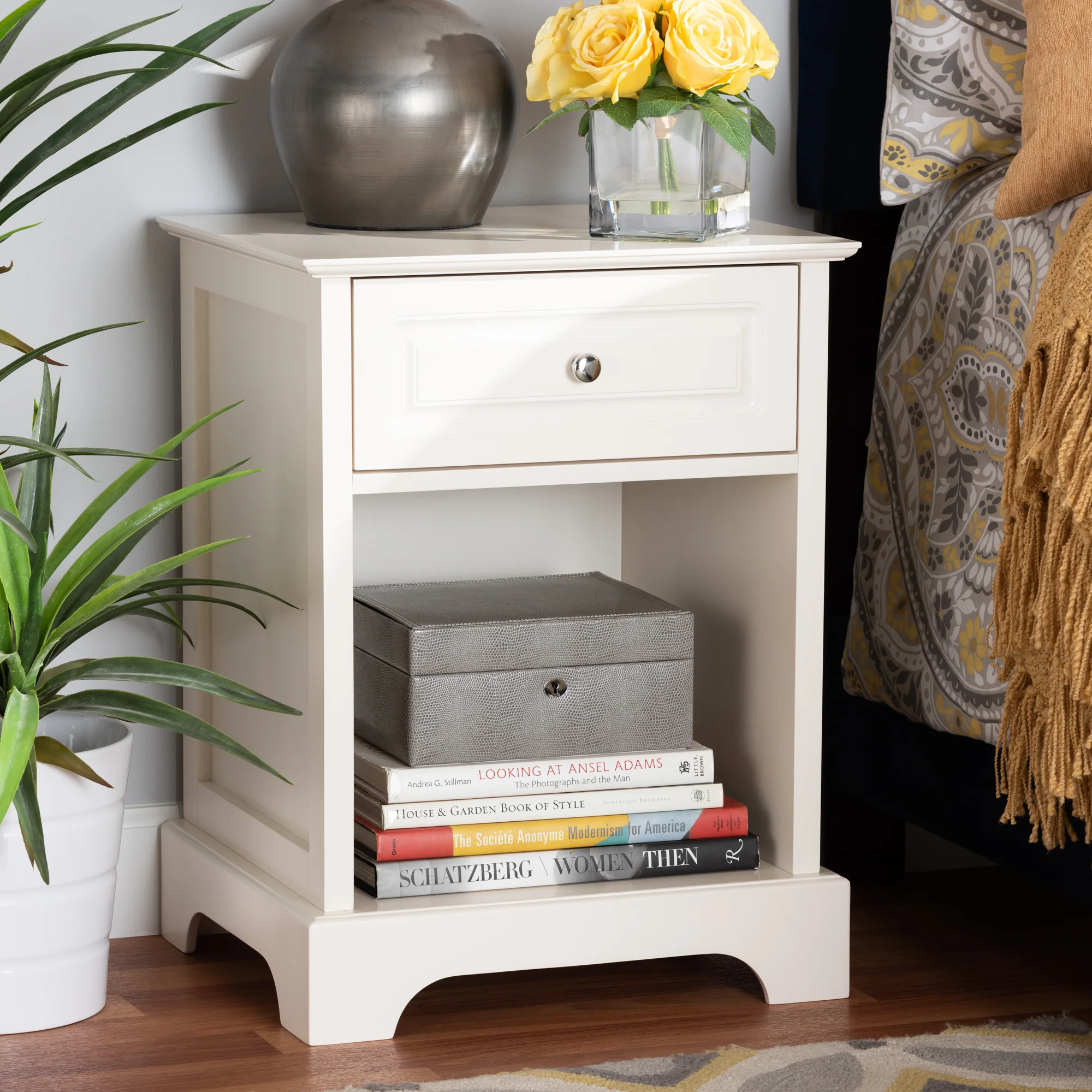 Baxton Studio Chase Modern Transitional Light Grey Finished 1-Drawer Wood End Table - Image 10