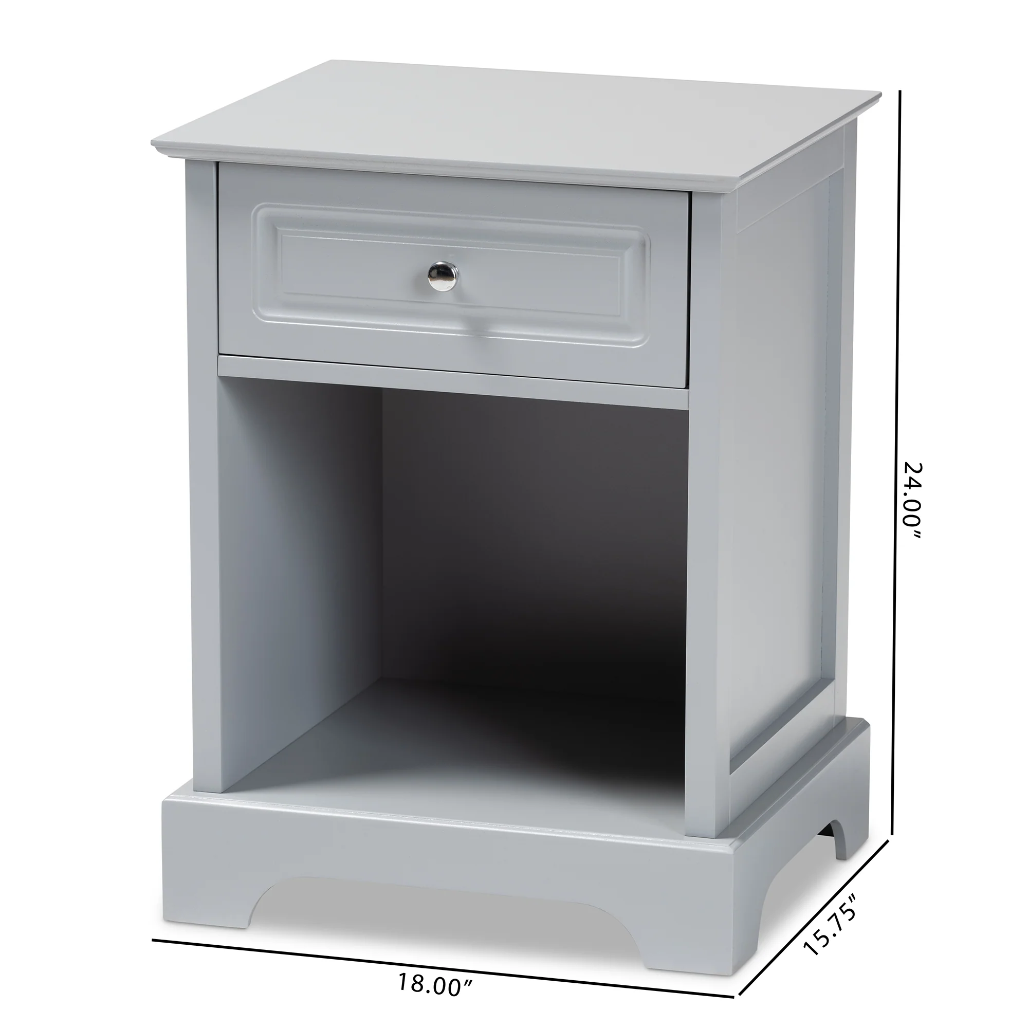 Baxton Studio Chase Modern Transitional Light Grey Finished 1-Drawer Wood End Table - Image 3