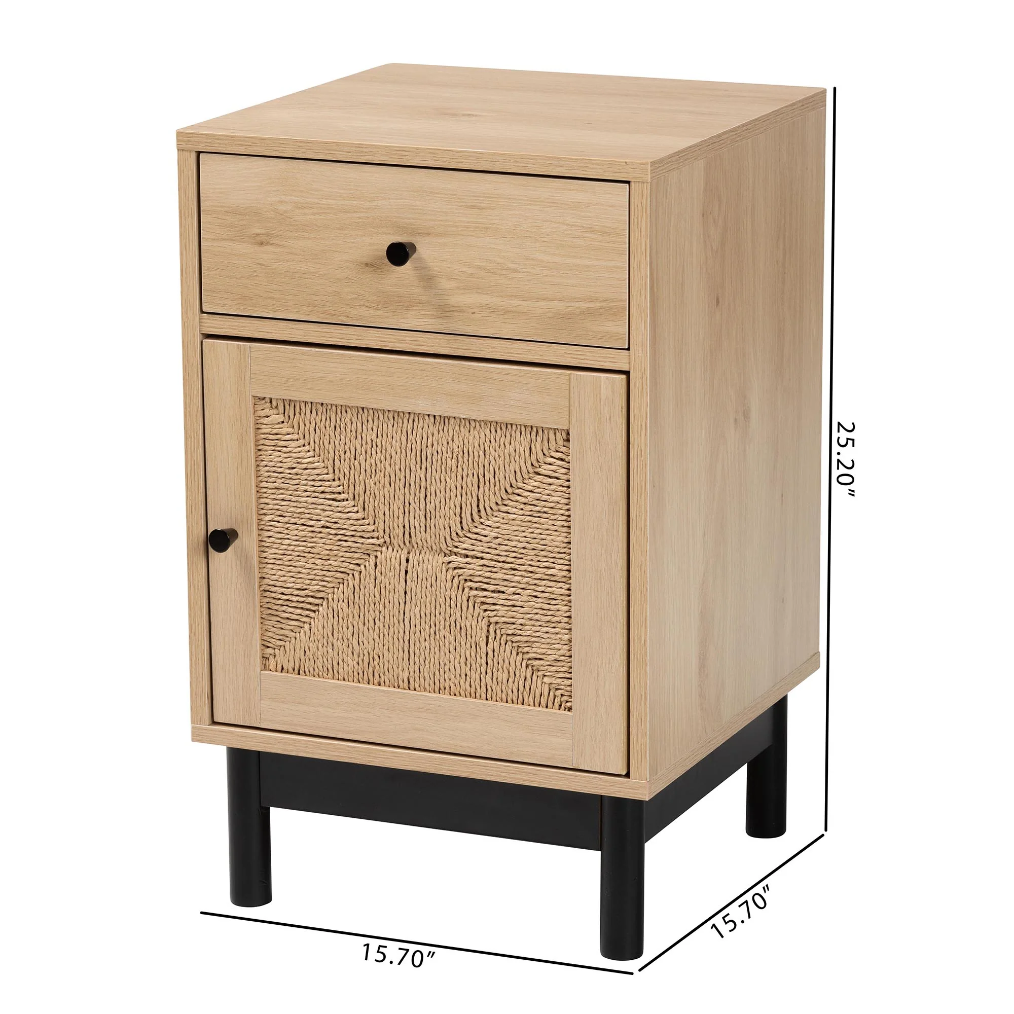 Baxton Studio Cherelle Mid-Century Modern Light Brown and Black 1-Drawer End Table - Image 10