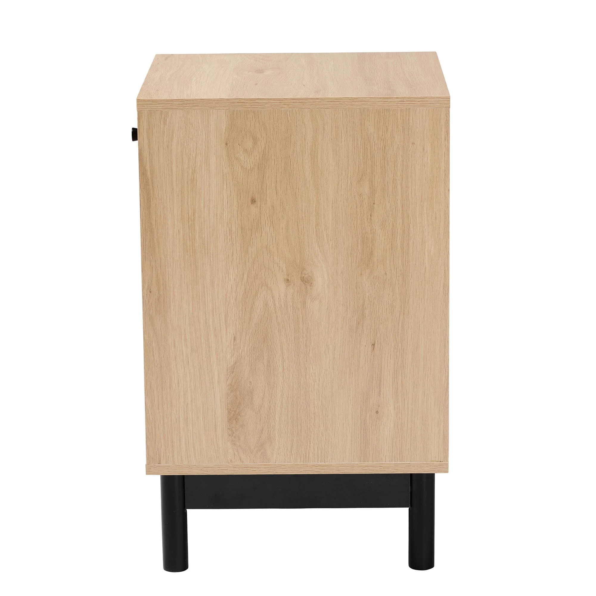 Baxton Studio Cherelle Mid-Century Modern Light Brown and Black 1-Drawer End Table - Image 5