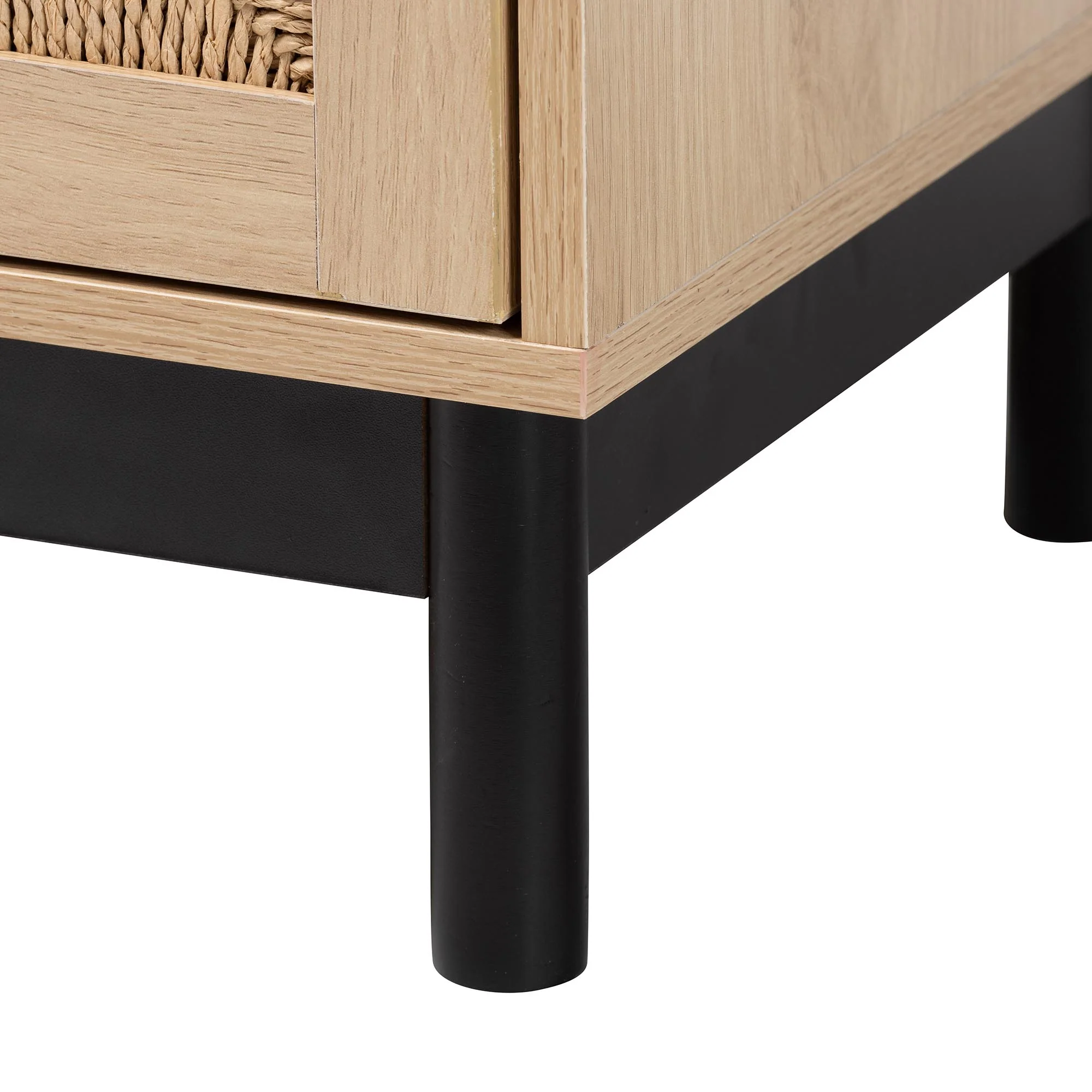 Baxton Studio Cherelle Mid-Century Modern Light Brown and Black 1-Drawer End Table - Image 7