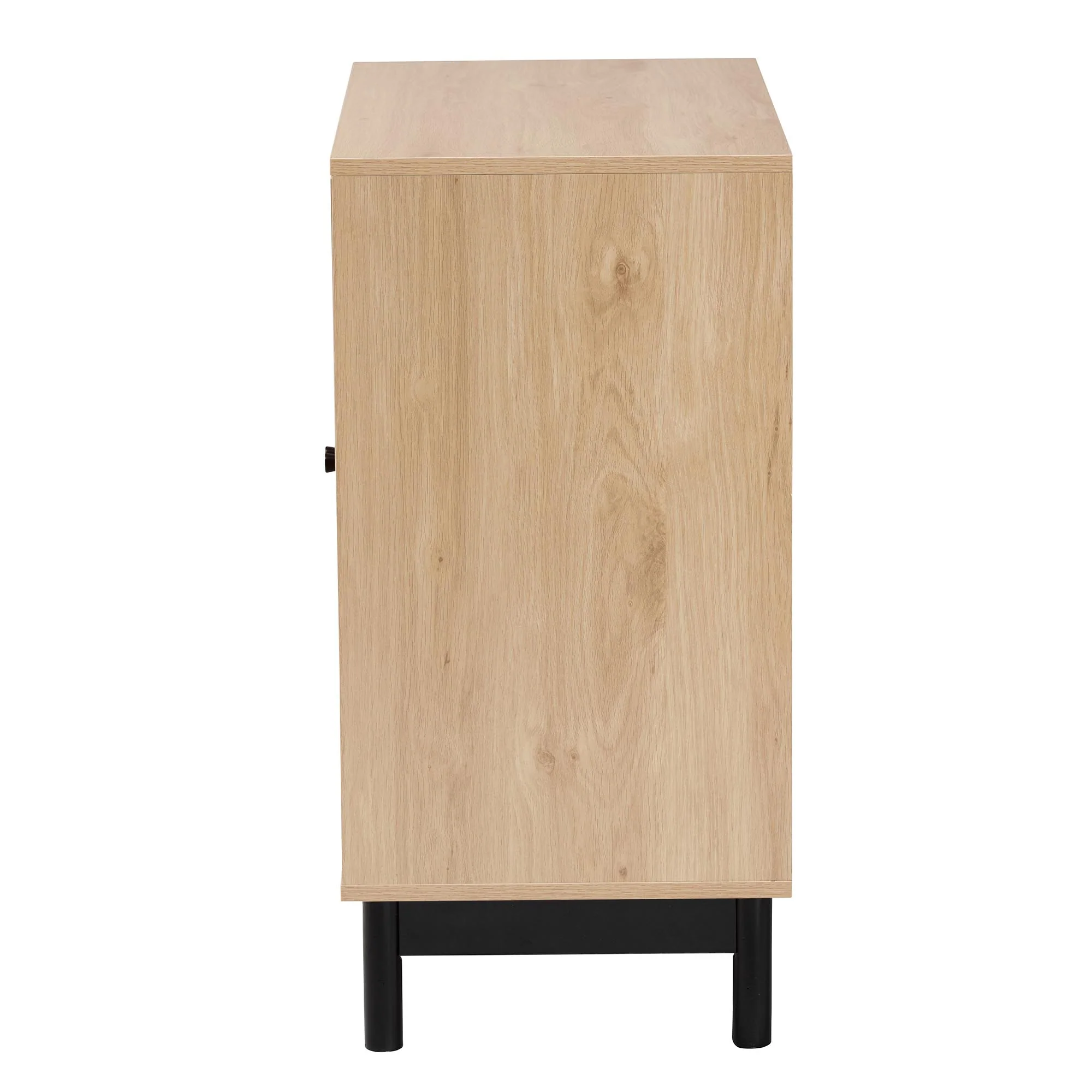 Baxton Studio Cherelle Mid-Century Modern Light Brown and Black 2-Door Storage Cabinet - Image 7