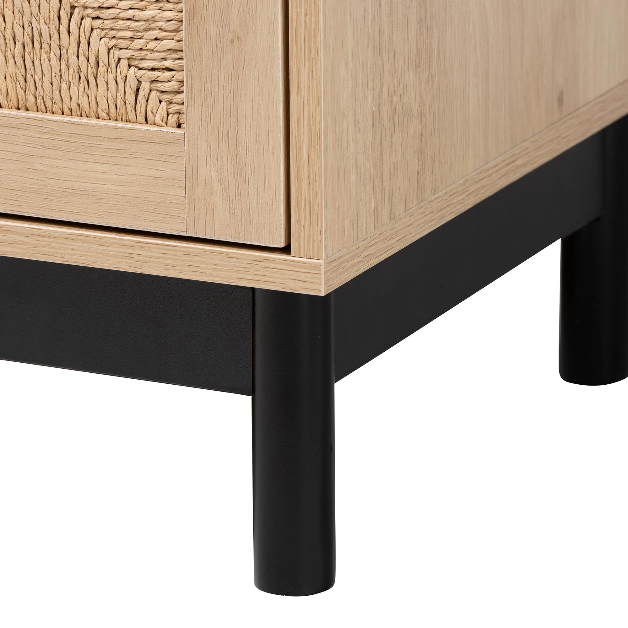 Baxton Studio Cherelle Mid-Century Modern Light Brown and Black 2-Door Storage Cabinet - Image 9
