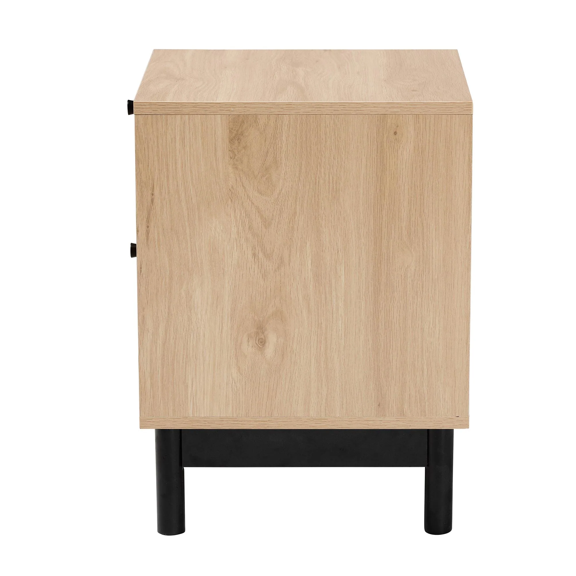 Baxton Studio Cherelle Mid-Century Modern Light Brown and Black 2-Drawer End Table - Image 5