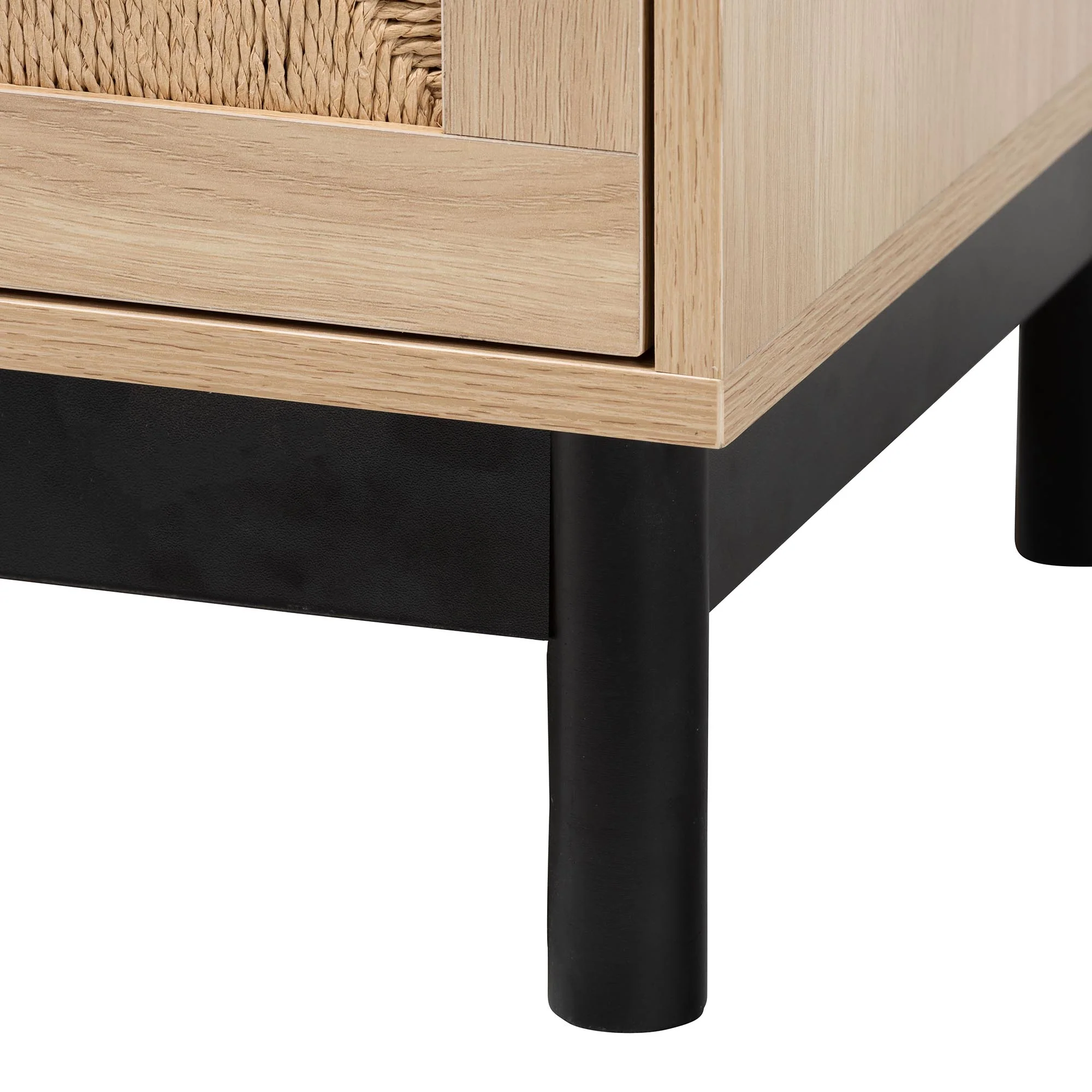 Baxton Studio Cherelle Mid-Century Modern Light Brown and Black 2-Drawer End Table - Image 7