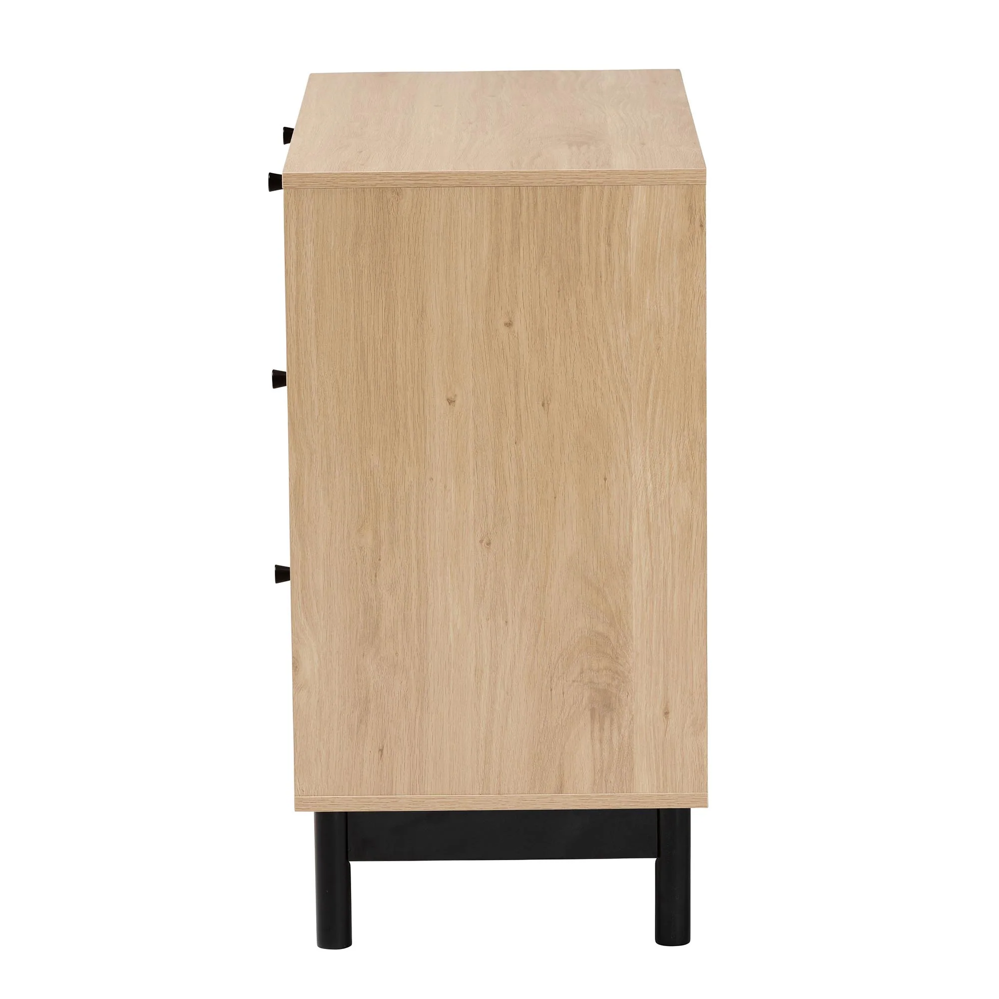 Baxton Studio Cherelle Mid-Century Modern Light Brown and Black 3-Drawer Storage Cabinet - Image 5