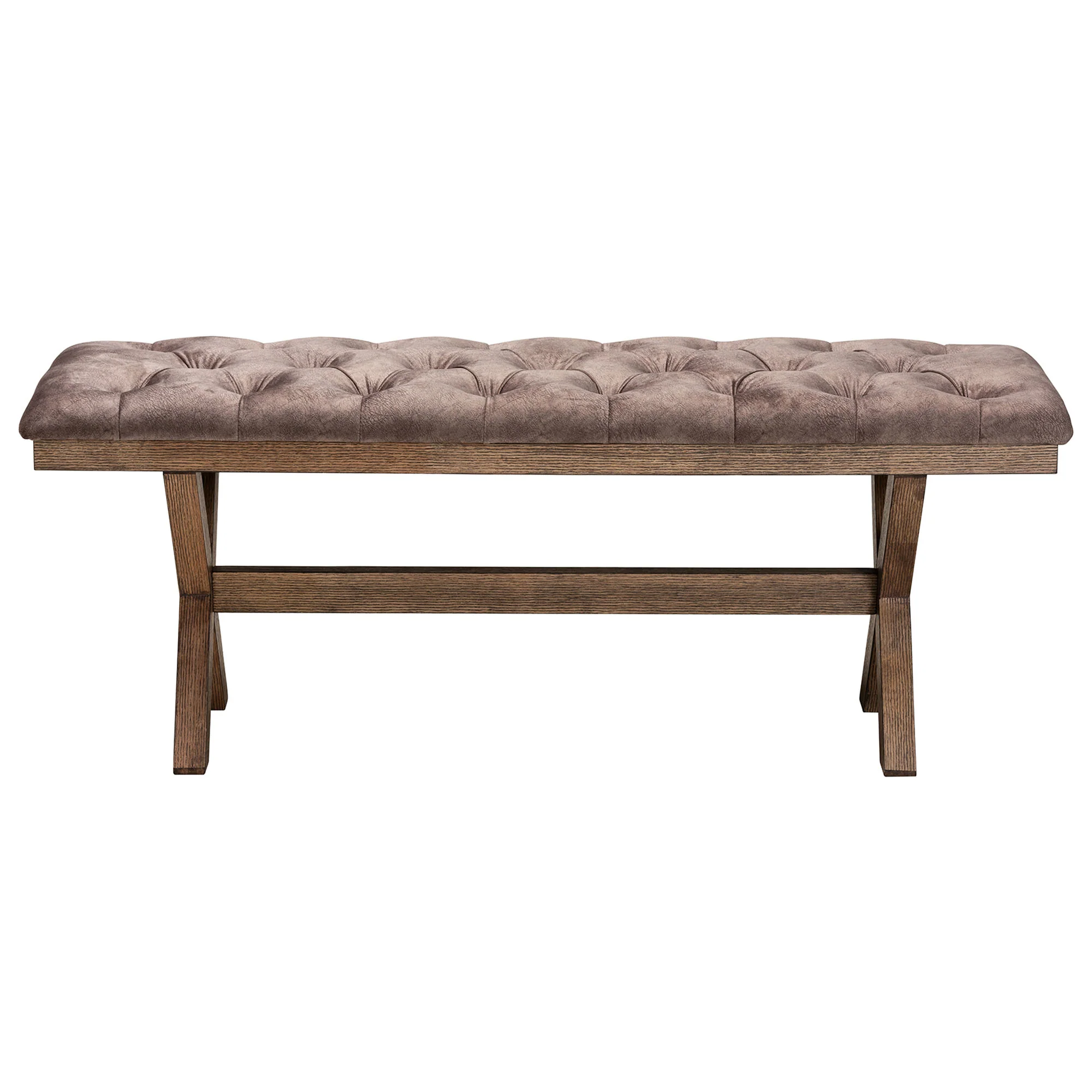 Baxton Studio Cherene Modern Farmhouse Chocolate Velvet Fabric and Rustic Brown Finished Wood Bench - Image 3
