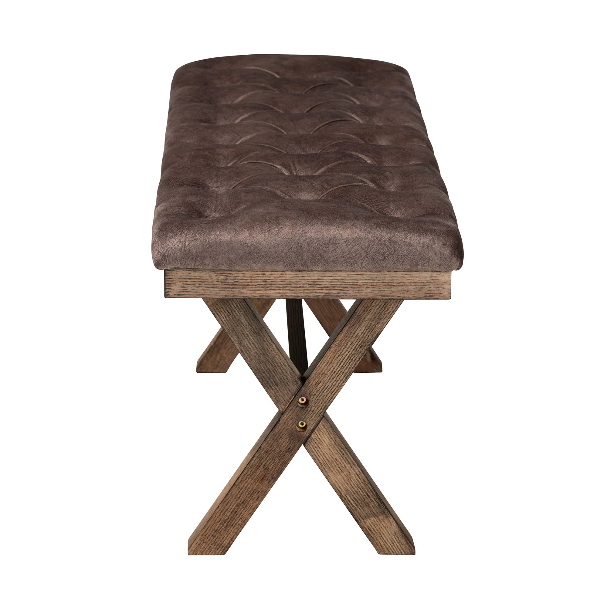 Baxton Studio Cherene Modern Farmhouse Chocolate Velvet Fabric and Rustic Brown Finished Wood Bench - Image 4