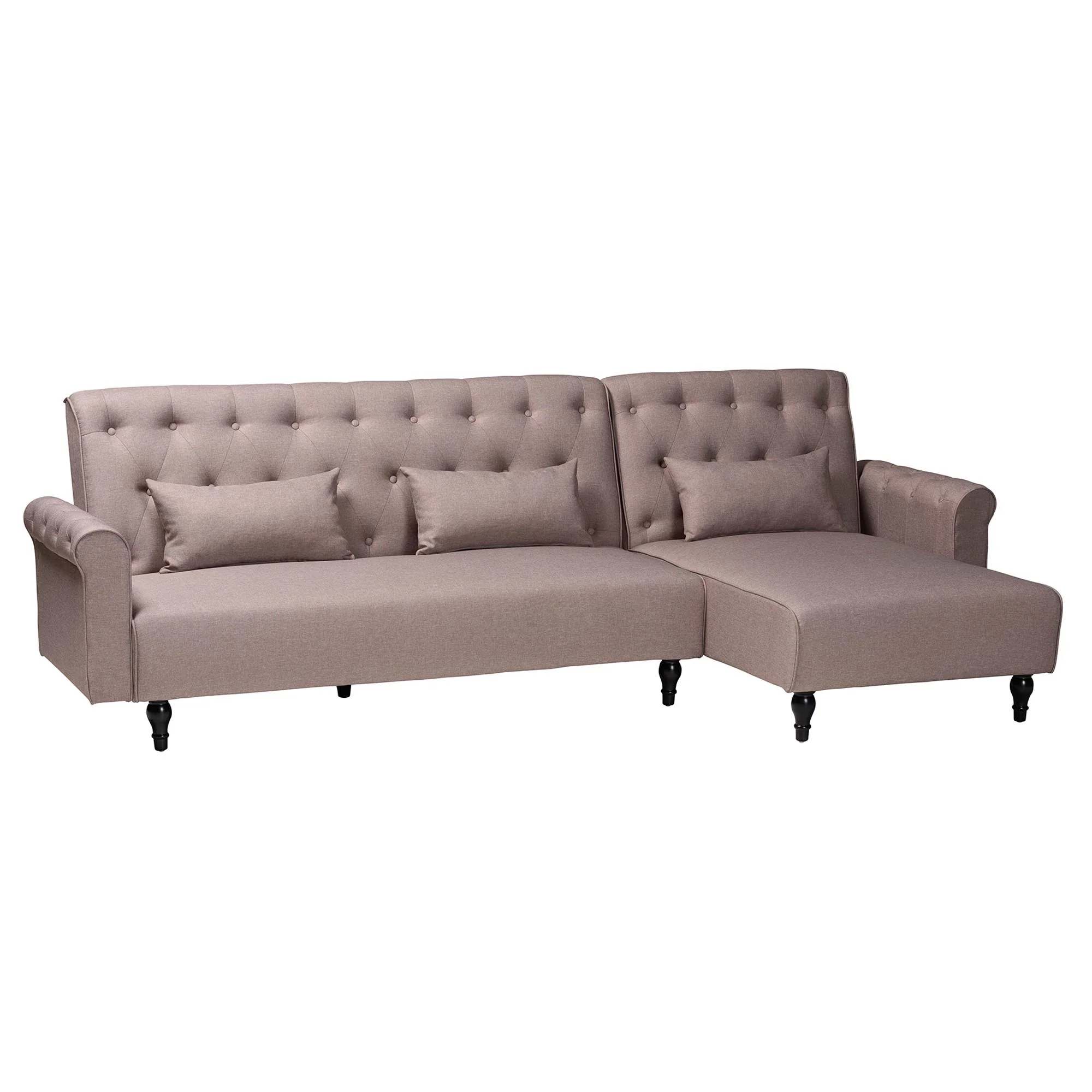 Baxton Studio Chesterfield Retro-Modern Clay Fabric Upholstered Convertible Sleeper Sofa - Image 2