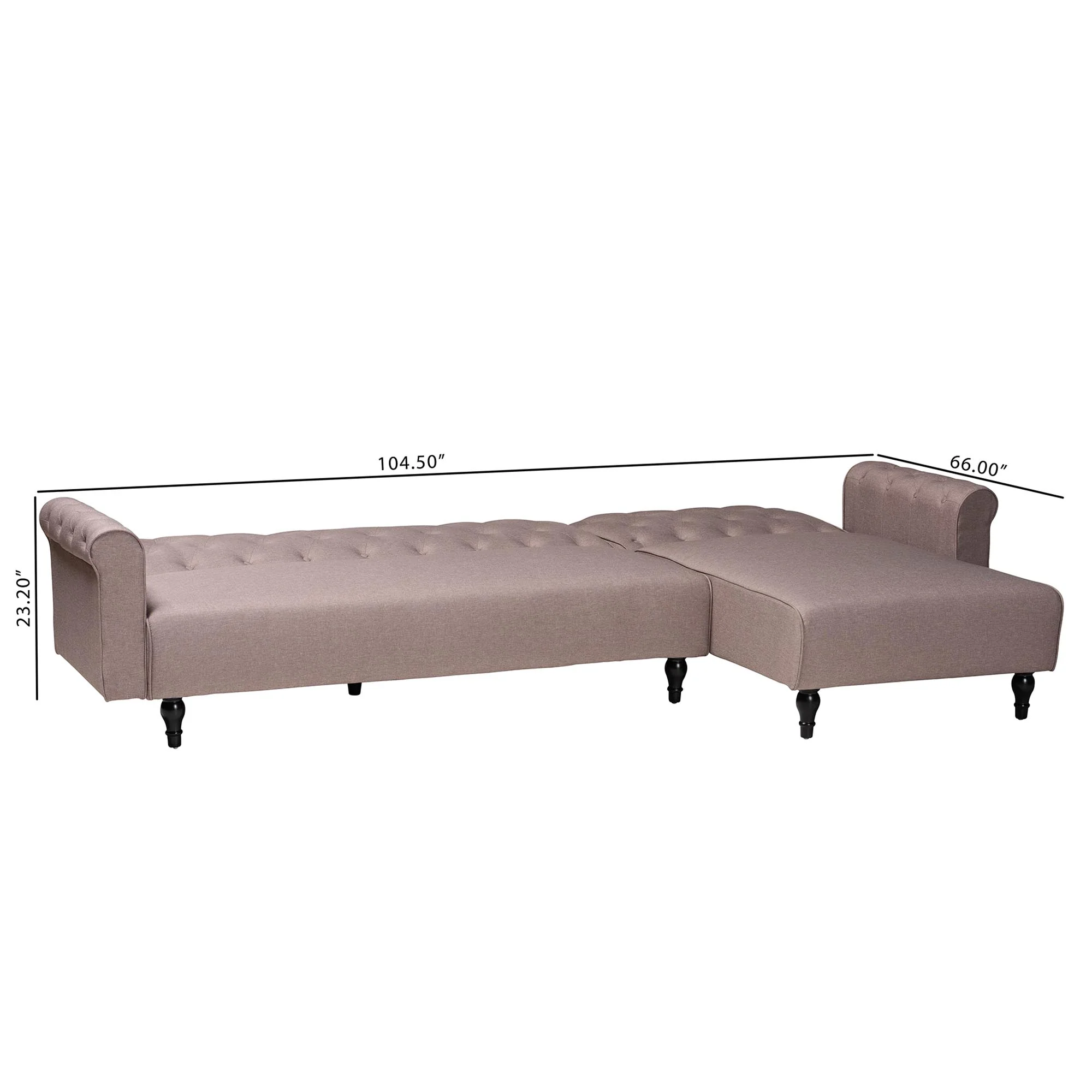 Baxton Studio Chesterfield Retro-Modern Clay Fabric Upholstered Convertible Sleeper Sofa - Image 8