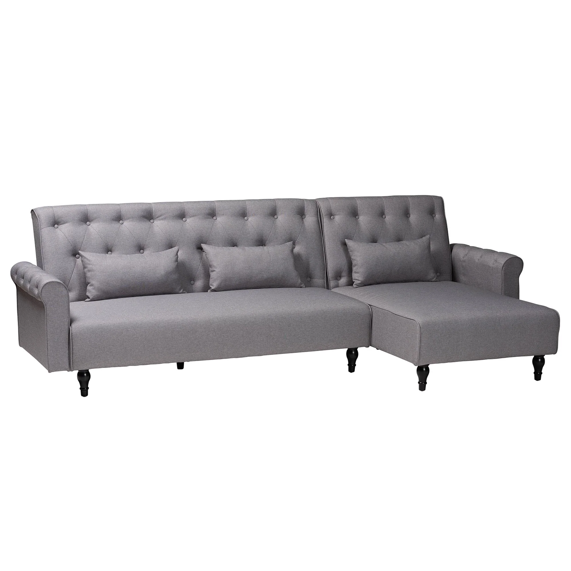 Baxton Studio Chesterfield Retro-Modern Slate Grey Fabric Upholstered Convertible Sleeper Sofa - Image 2