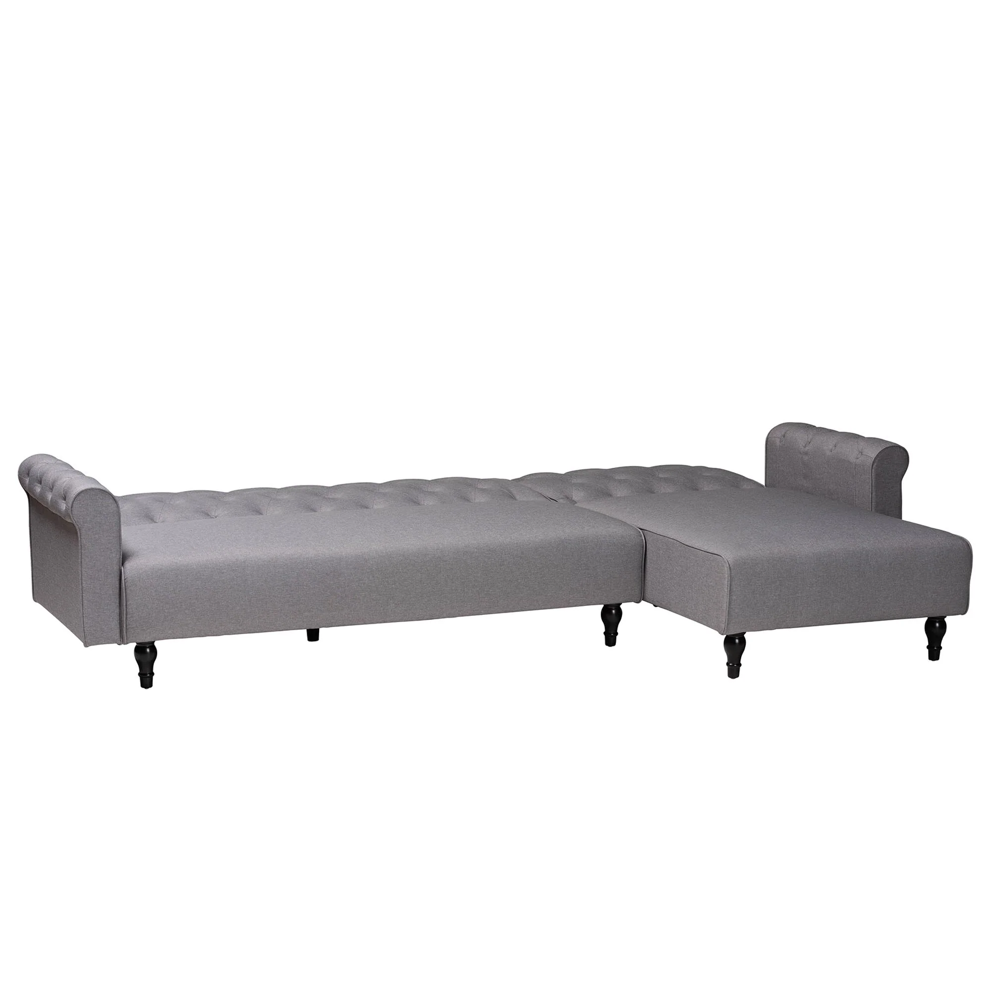 Baxton Studio Chesterfield Retro-Modern Slate Grey Fabric Upholstered Convertible Sleeper Sofa - Image 3