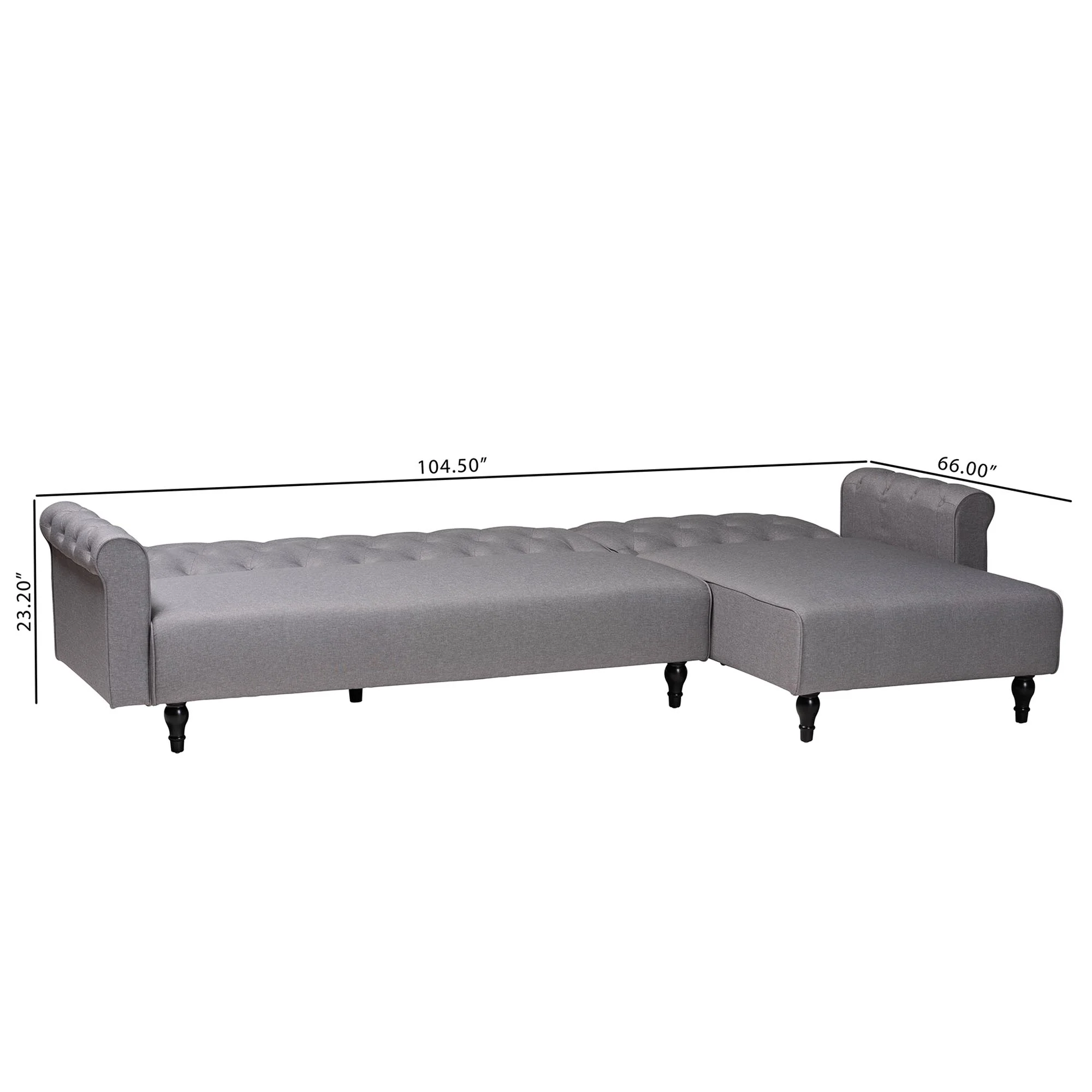 Baxton Studio Chesterfield Retro-Modern Slate Grey Fabric Upholstered Convertible Sleeper Sofa - Image 8