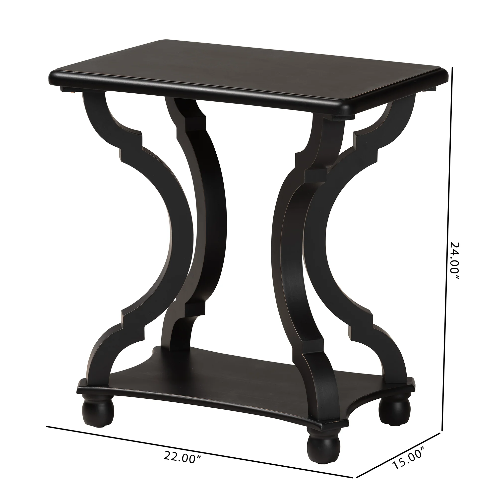 Baxton Studio Cianna Classic and Traditional Black Wood End Table - Image 3