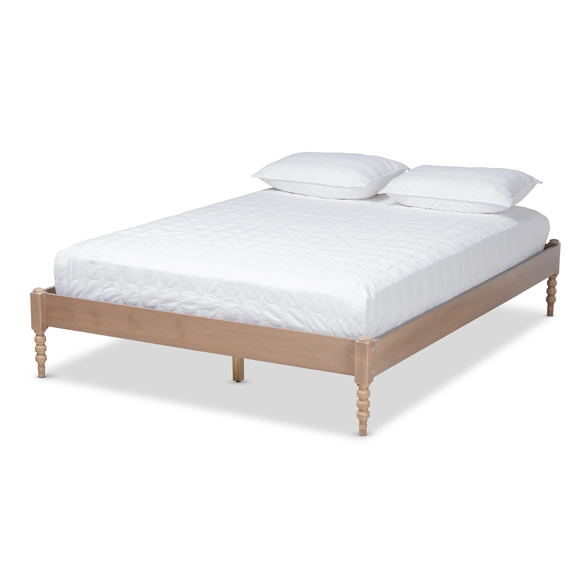 Baxton Studio Cielle French Bohemian Antique Oak Finished Wood King Size Platform Bed Frame - Image 2