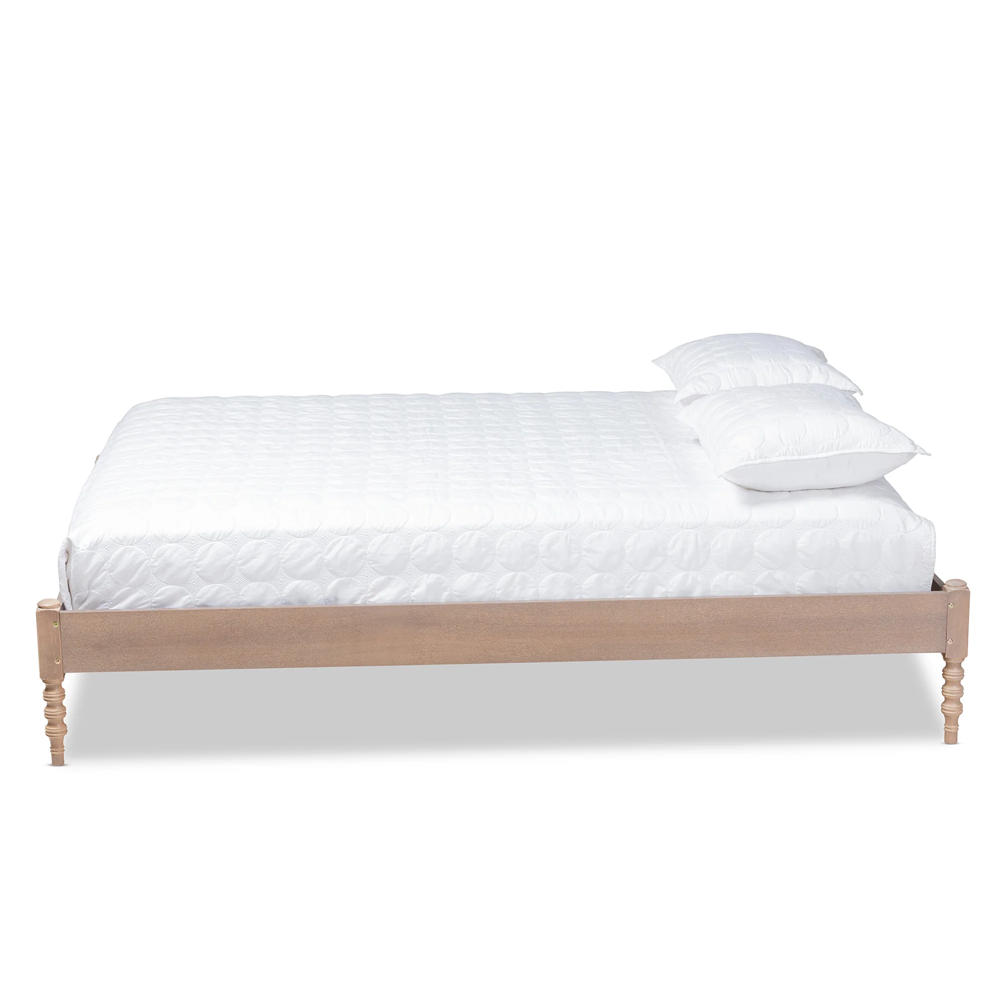 Baxton Studio Cielle French Bohemian Antique Oak Finished Wood King Size Platform Bed Frame - Image 3