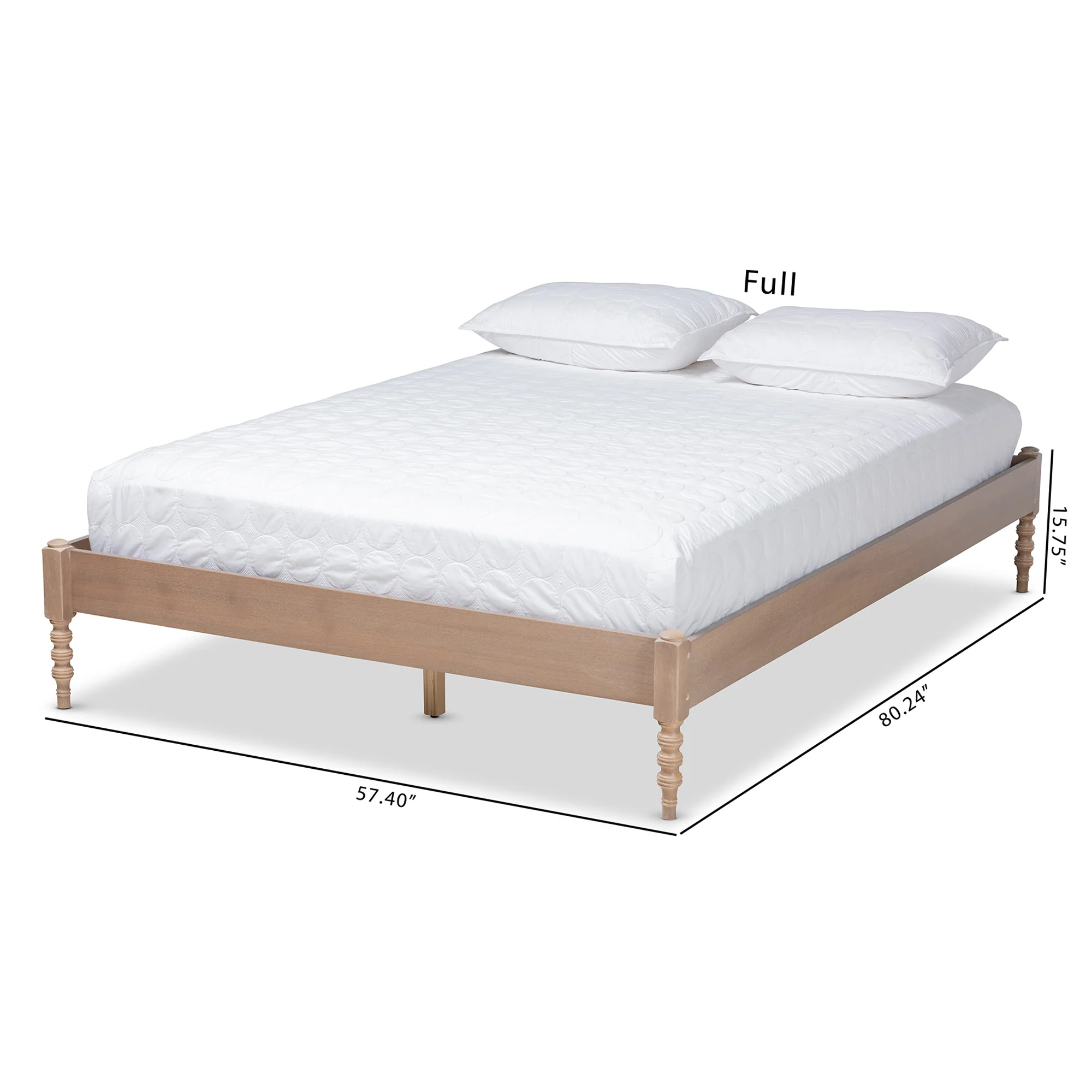Baxton Studio Cielle French Bohemian Antique Oak Finished Wood King Size Platform Bed Frame - Image 7