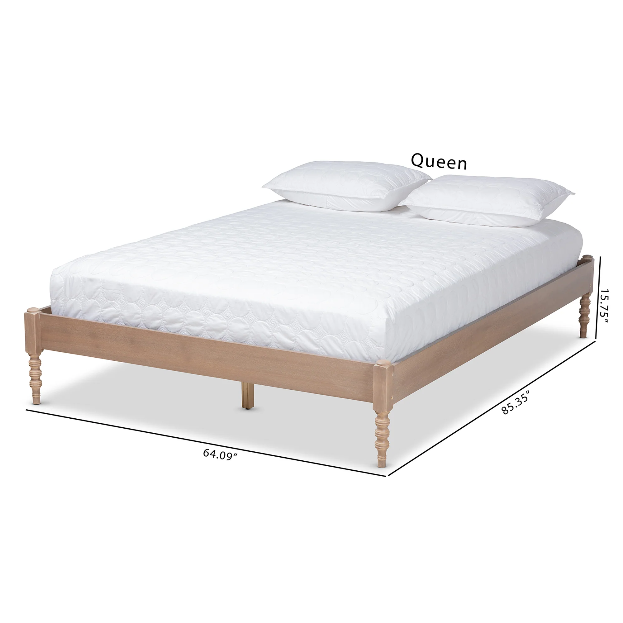 Baxton Studio Cielle French Bohemian Antique Oak Finished Wood King Size Platform Bed Frame - Image 9