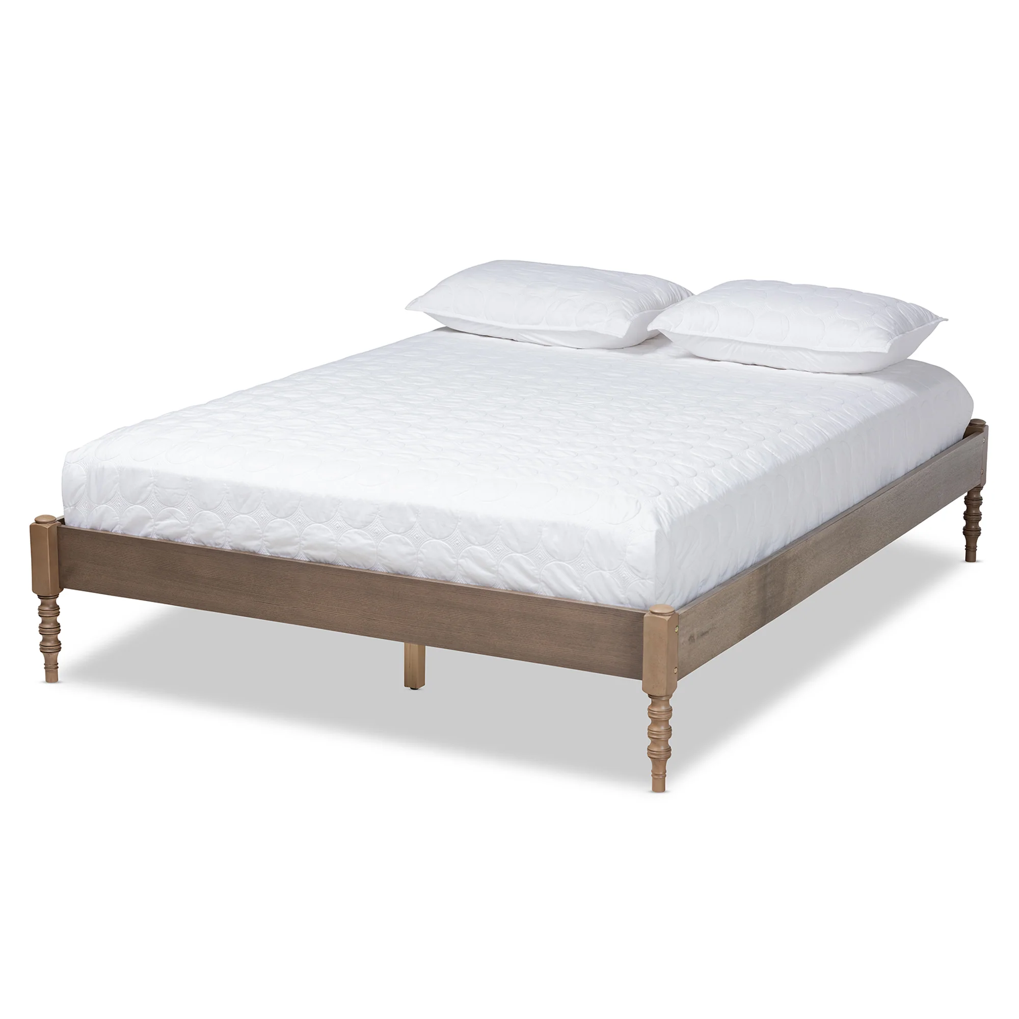 Baxton Studio Cielle French Bohemian Weathered Grey Oak Finished Wood King Size Platform Bed Frame - Image 2