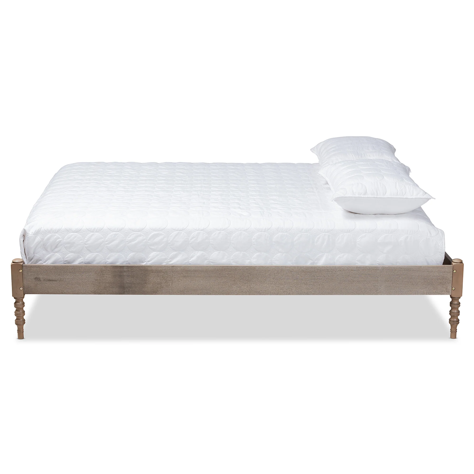 Baxton Studio Cielle French Bohemian Weathered Grey Oak Finished Wood King Size Platform Bed Frame - Image 3