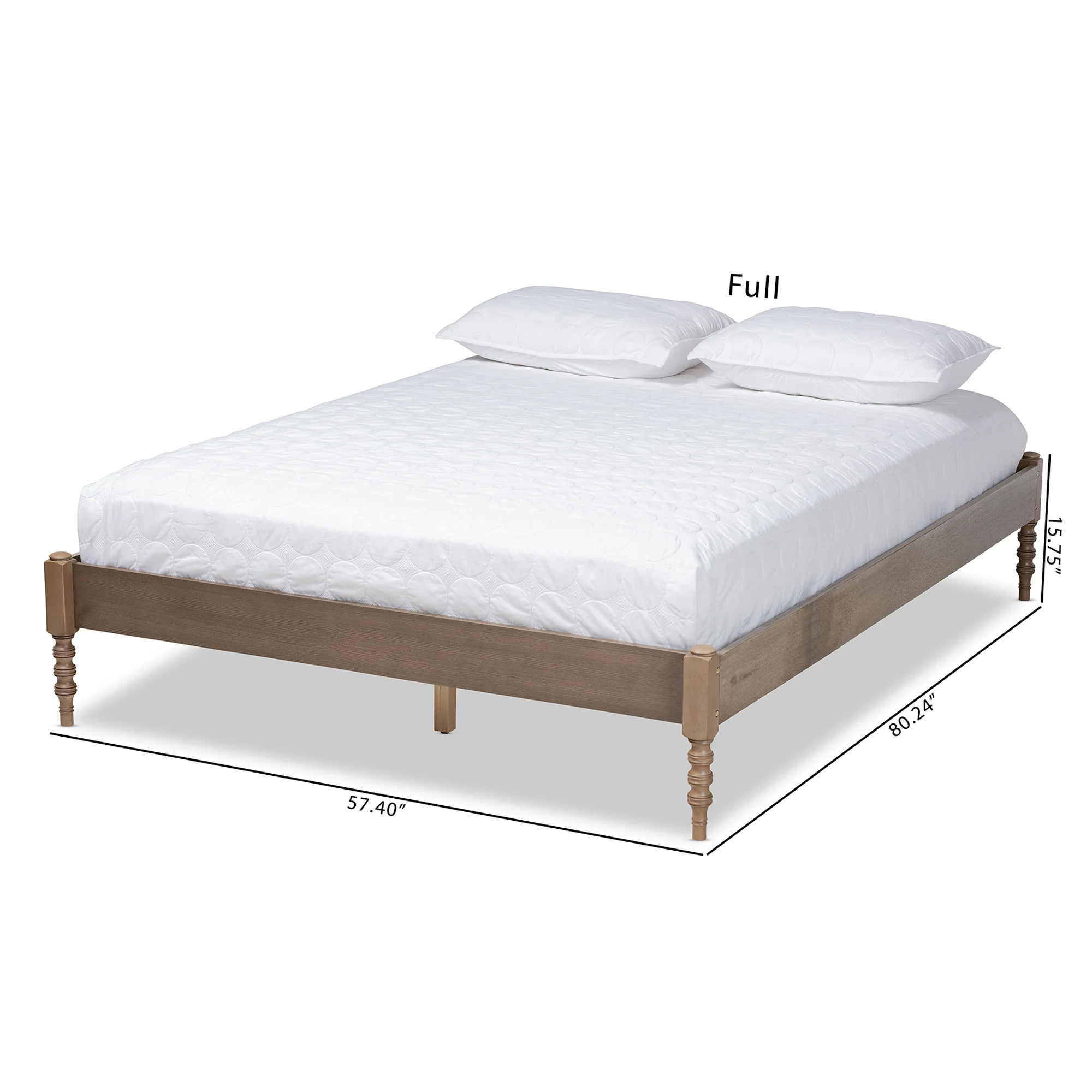 Baxton Studio Cielle French Bohemian Weathered Grey Oak Finished Wood King Size Platform Bed Frame - Image 7