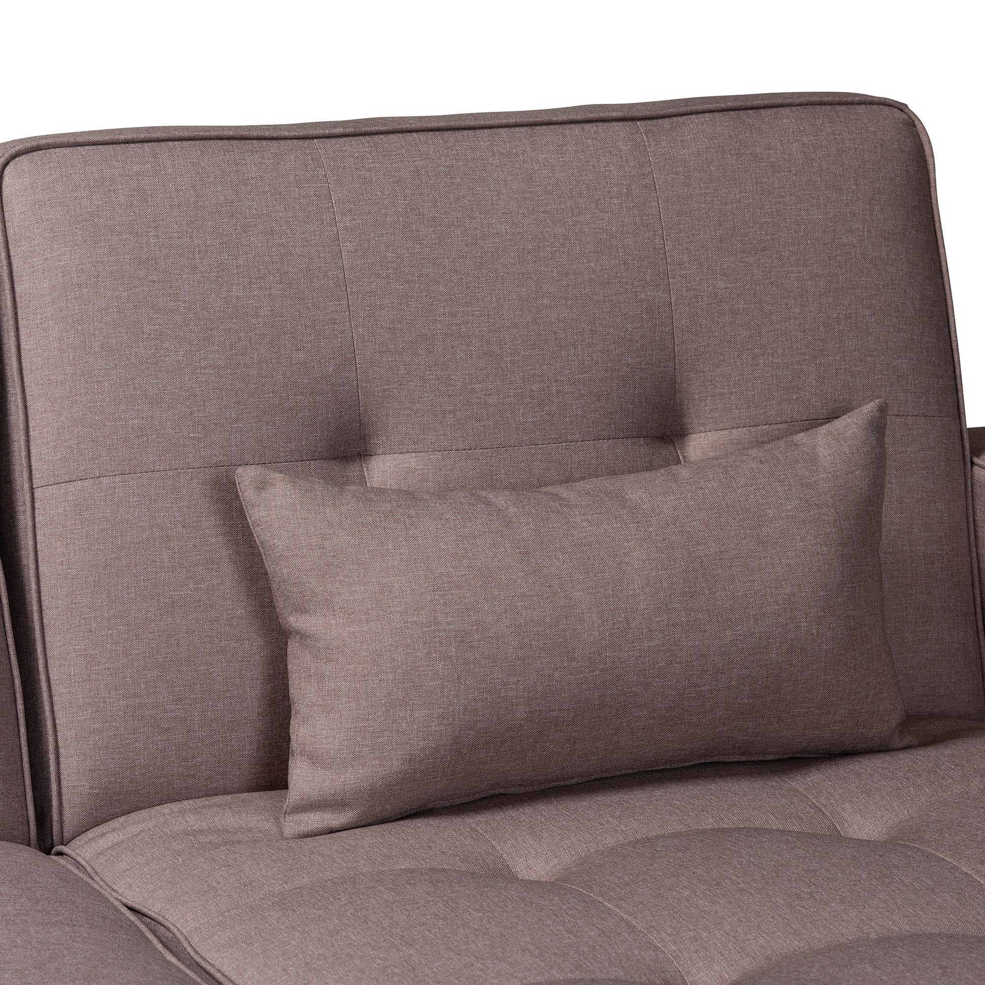 Baxton Studio Claire Contemporary Clay Fabric Upholstered Convertible Sleeper Sofa - Image 4