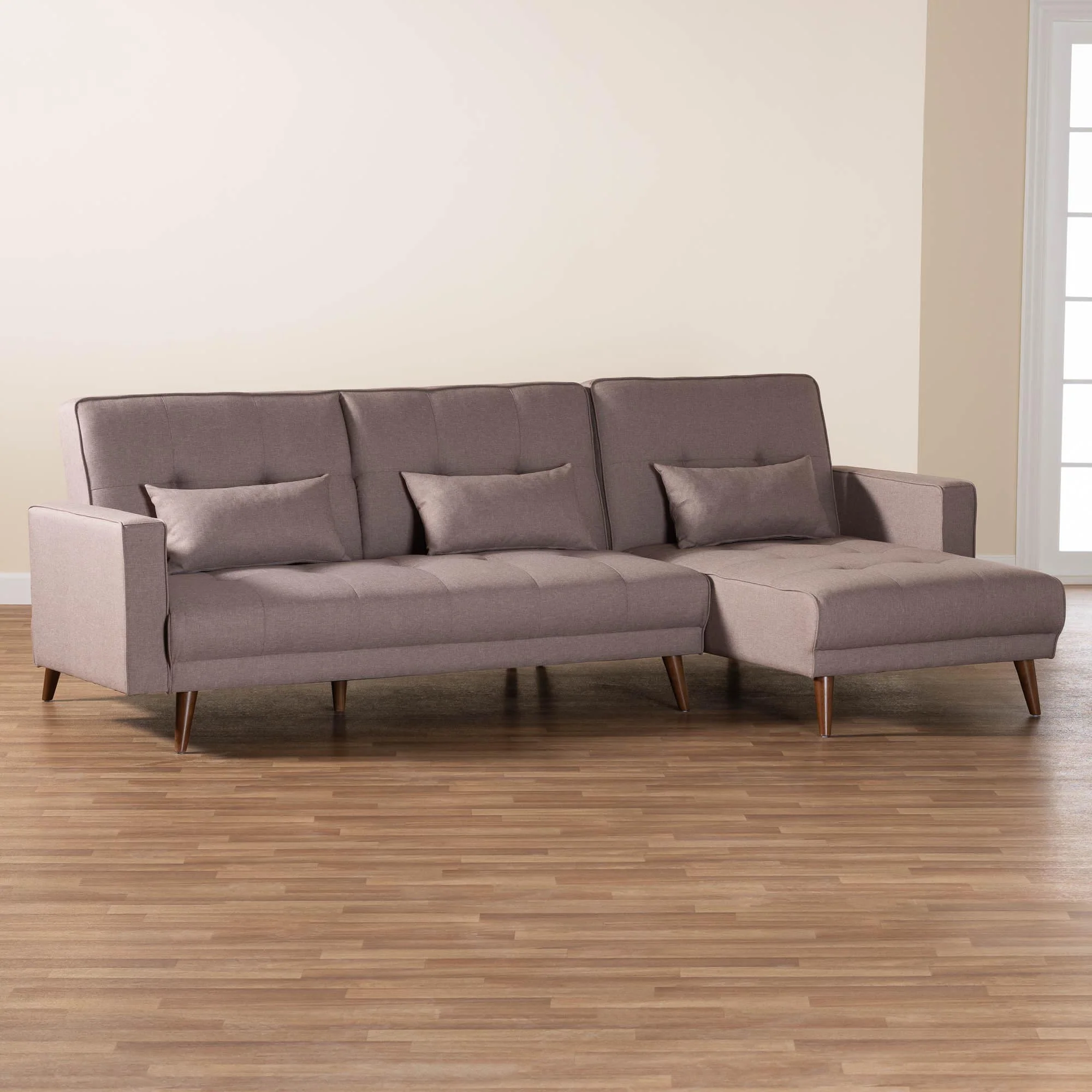 Baxton Studio Claire Contemporary Clay Fabric Upholstered Convertible Sleeper Sofa - Image 7