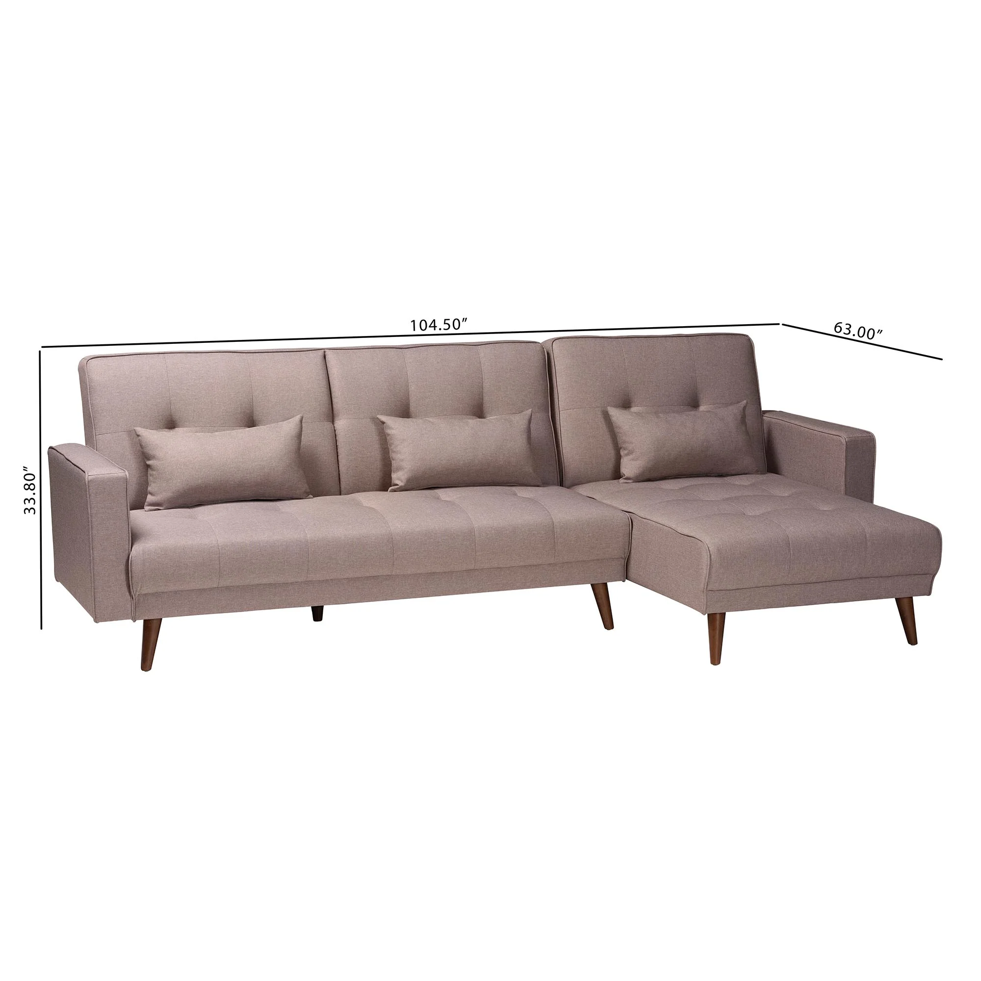 Baxton Studio Claire Contemporary Clay Fabric Upholstered Convertible Sleeper Sofa - Image 9