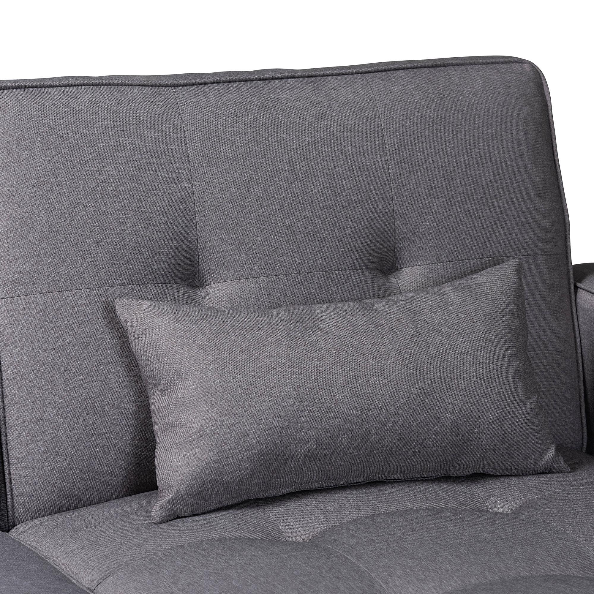 Baxton Studio Claire Contemporary Slate Fabric Upholstered Convertible Sleeper Sofa - Image 4