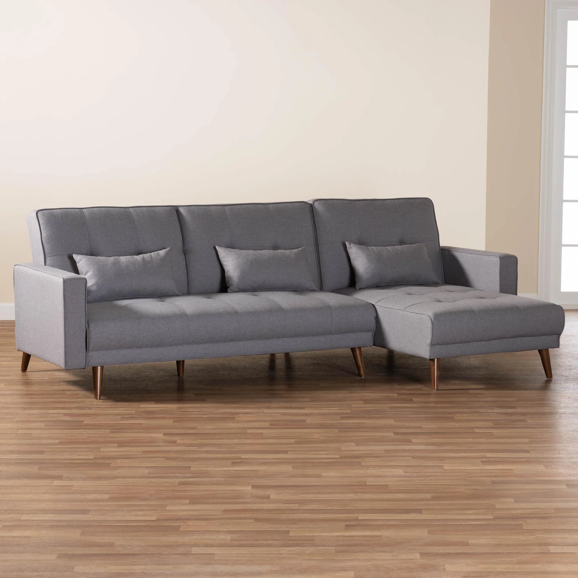 Baxton Studio Claire Contemporary Slate Fabric Upholstered Convertible Sleeper Sofa - Image 7