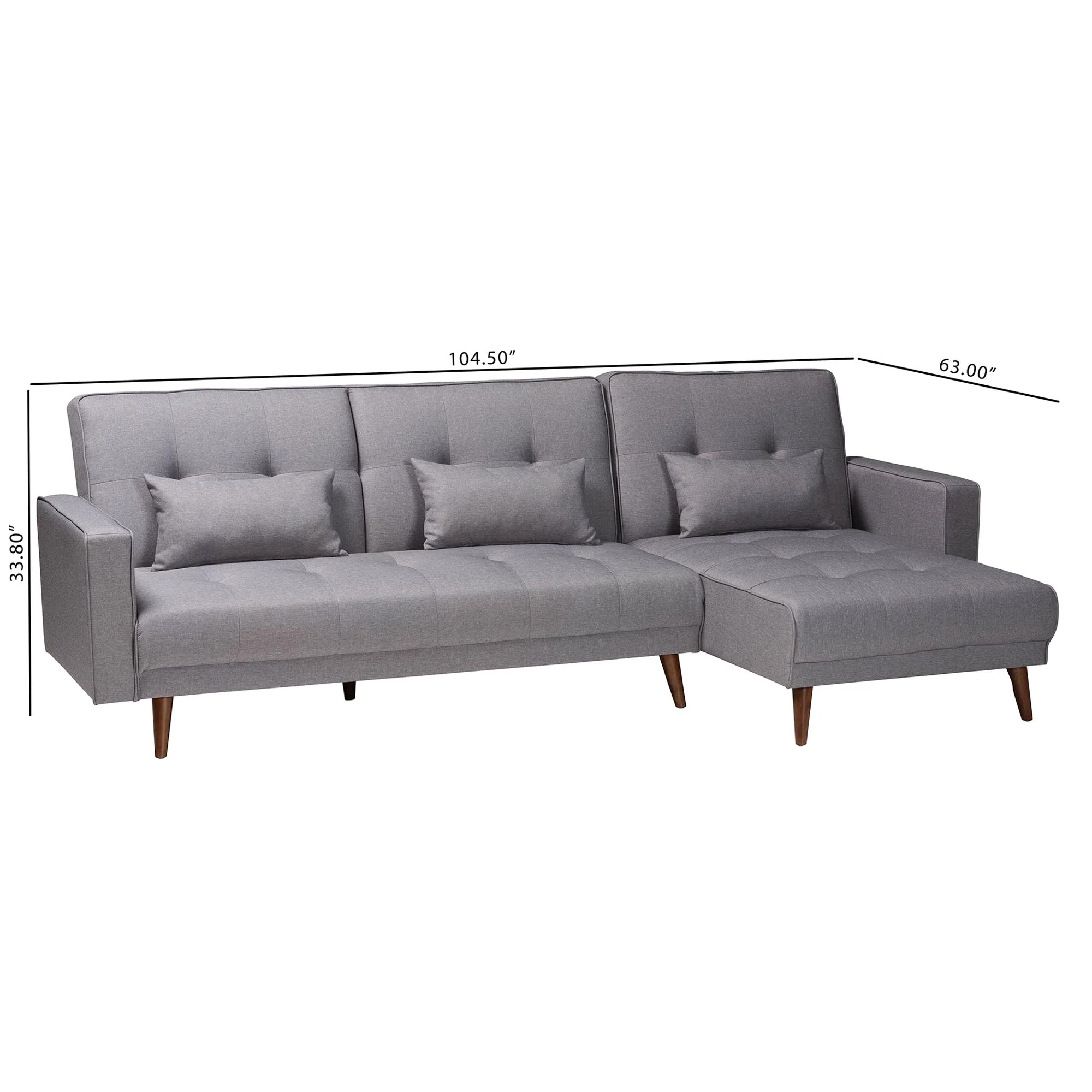 Baxton Studio Claire Contemporary Slate Fabric Upholstered Convertible Sleeper Sofa - Image 9