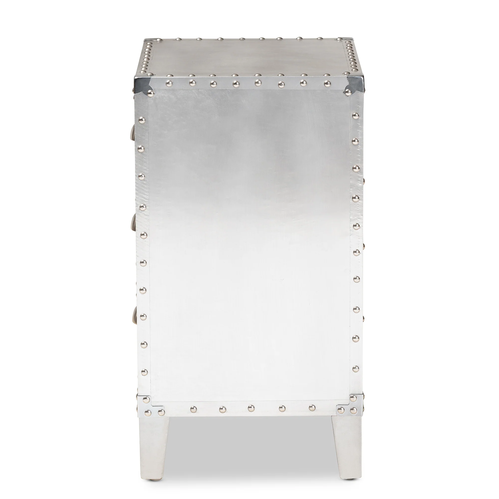 Baxton Studio Claude French Industrial Silver Metal 3-Drawer End Table - Image 7