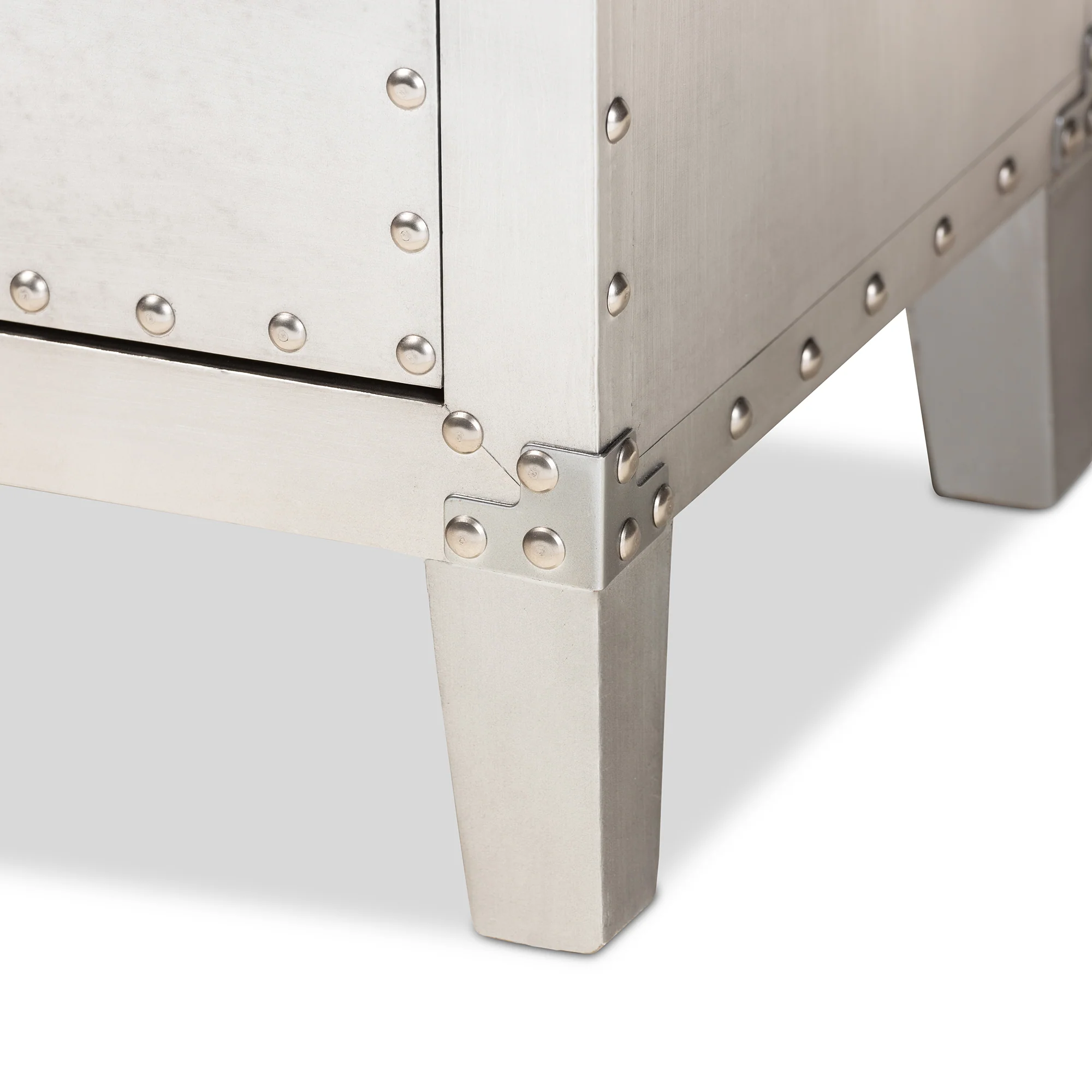 Baxton Studio Claude French Industrial Silver Metal 3-Drawer End Table - Image 9