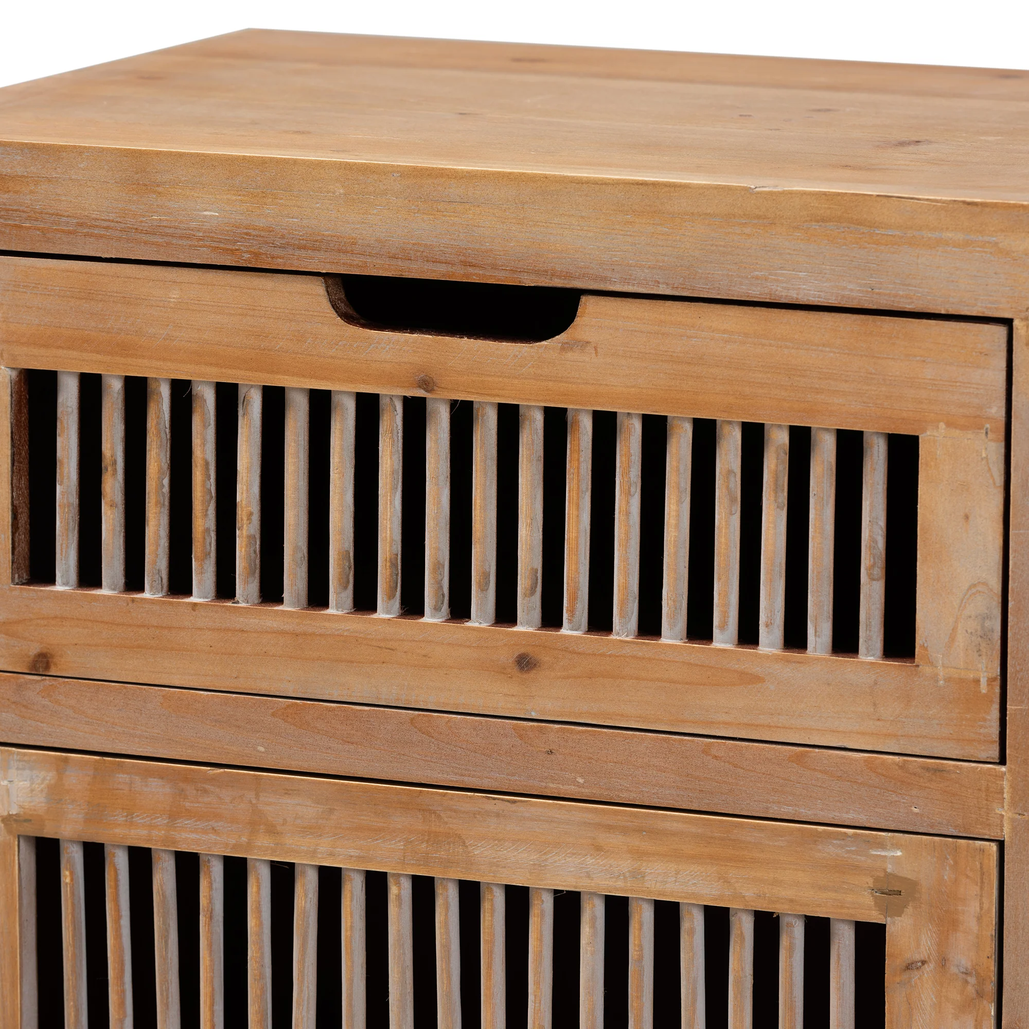 Baxton Studio Clement Rustic Transitional Medium Oak Finished 1-Door and 1-Drawer Wood Spindle End Table - Image 8