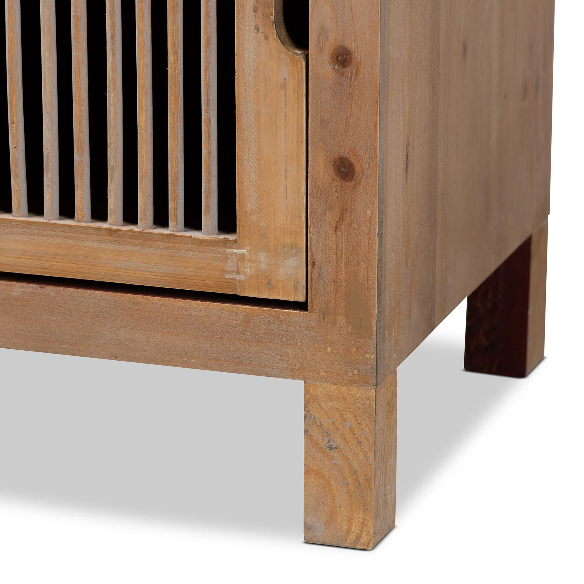 Baxton Studio Clement Rustic Transitional Medium Oak Finished 1-Door and 1-Drawer Wood Spindle End Table - Image 9