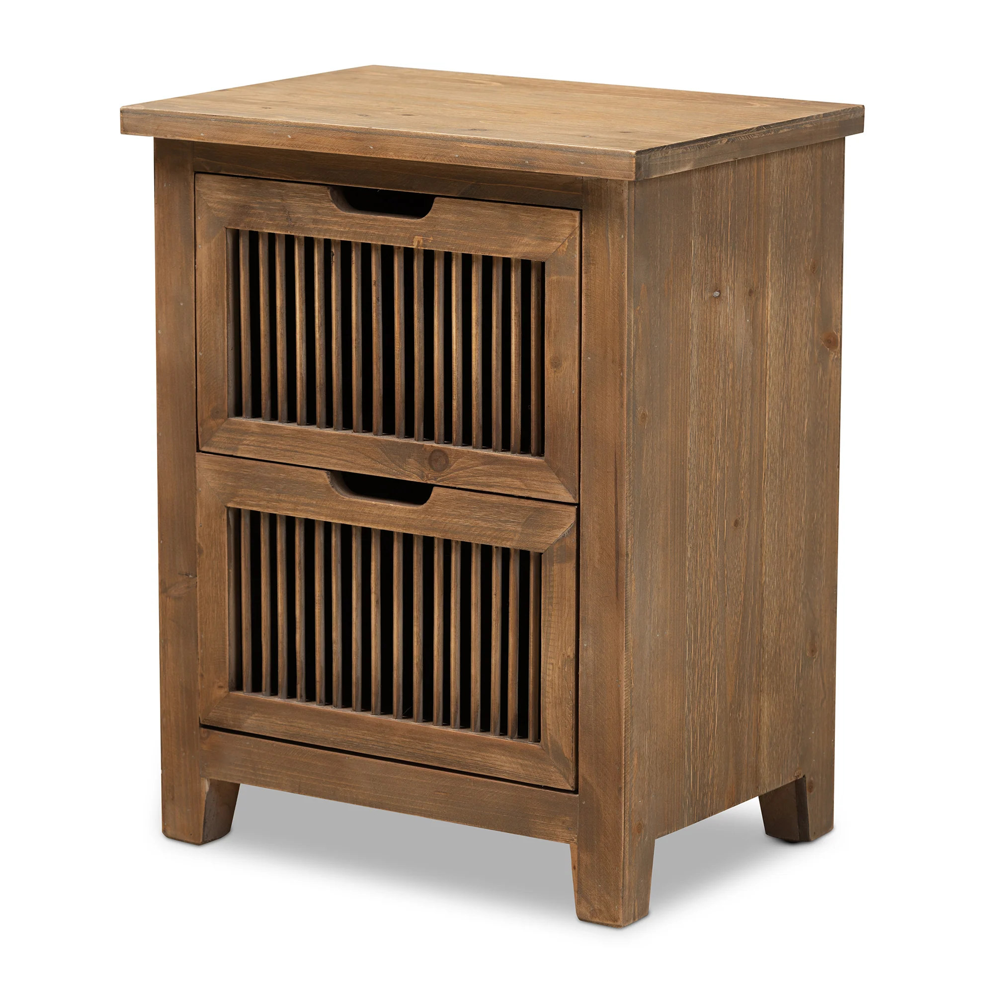 Baxton Studio Clement Rustic Transitional Medium Oak Finished 2-Drawer Wood Spindle End Table - Image 4