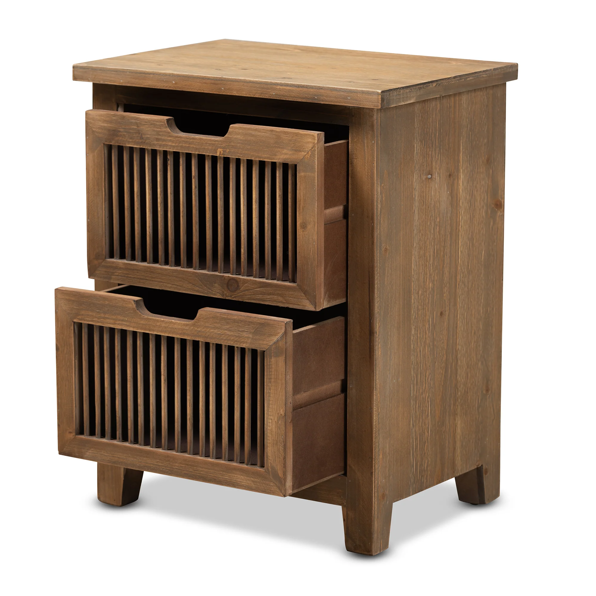 Baxton Studio Clement Rustic Transitional Medium Oak Finished 2-Drawer Wood Spindle End Table - Image 5